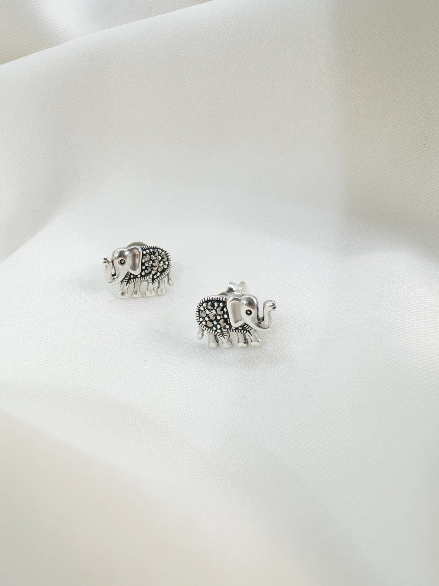 Baby Hathi 92.5 Silver Marcasite Stud Earrings