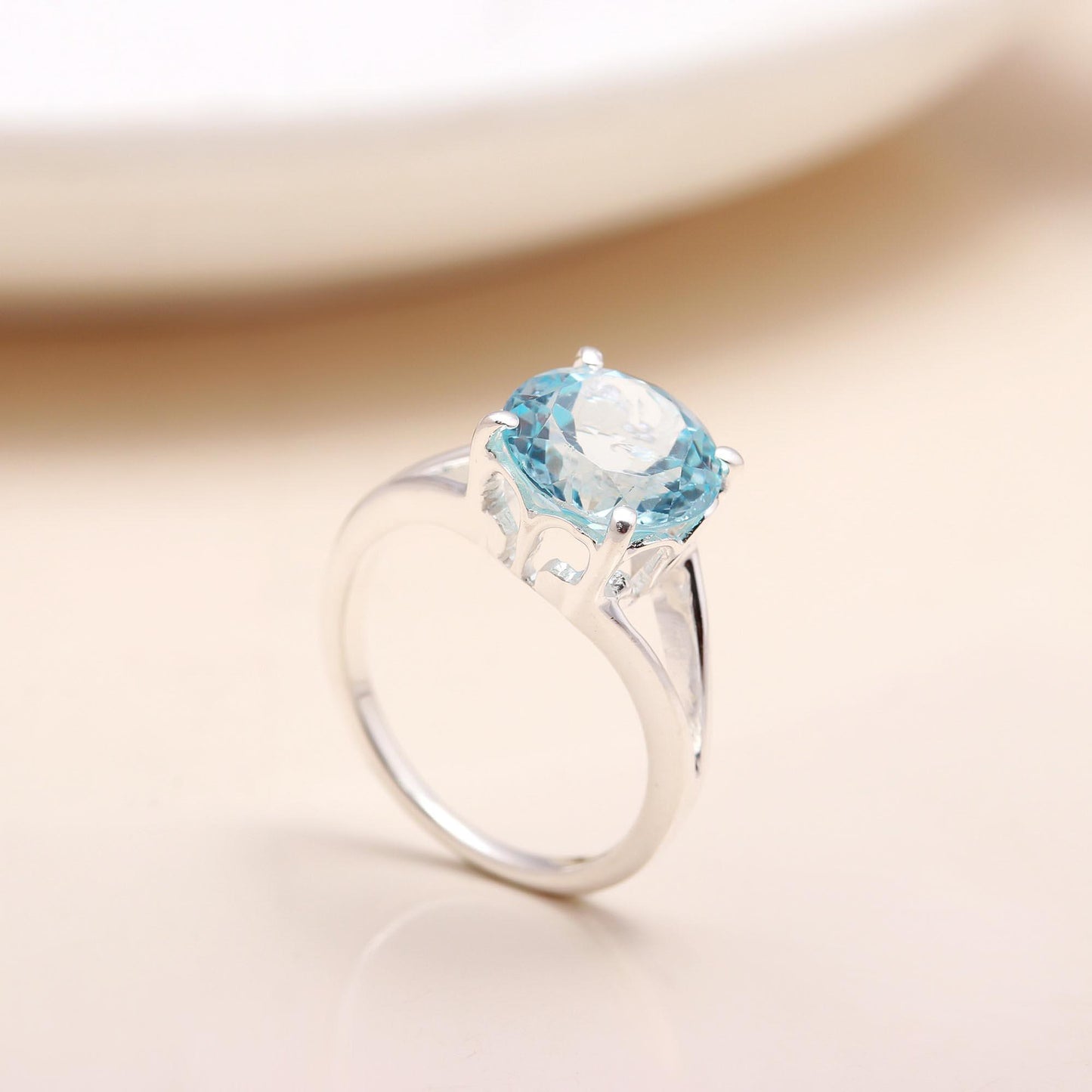 92.5 Silver Blue Stone Ring