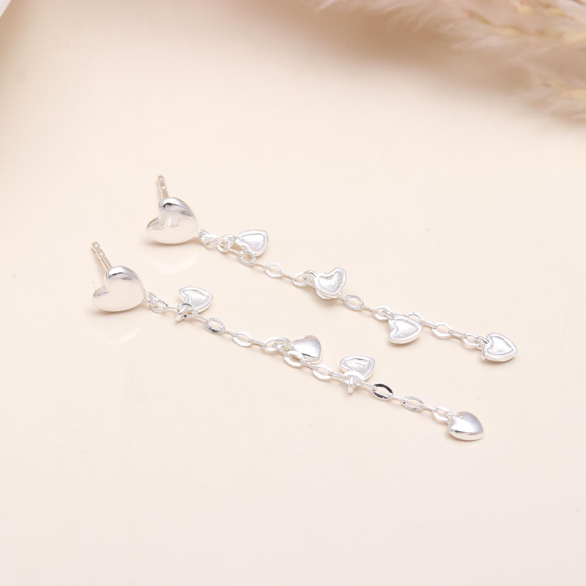 Silver 92.5 Little Hearts Earrings