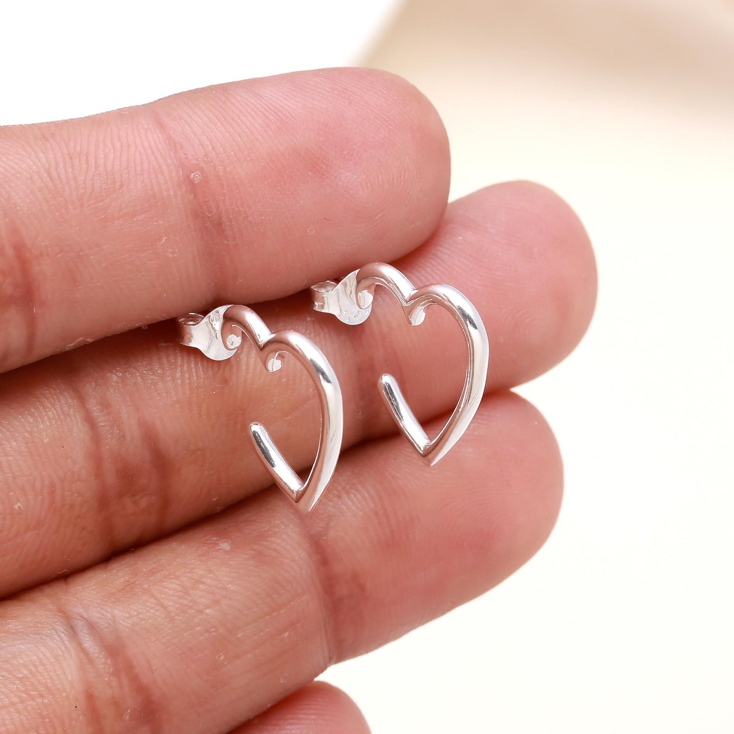 92.5 Silver Half Heart Earrings