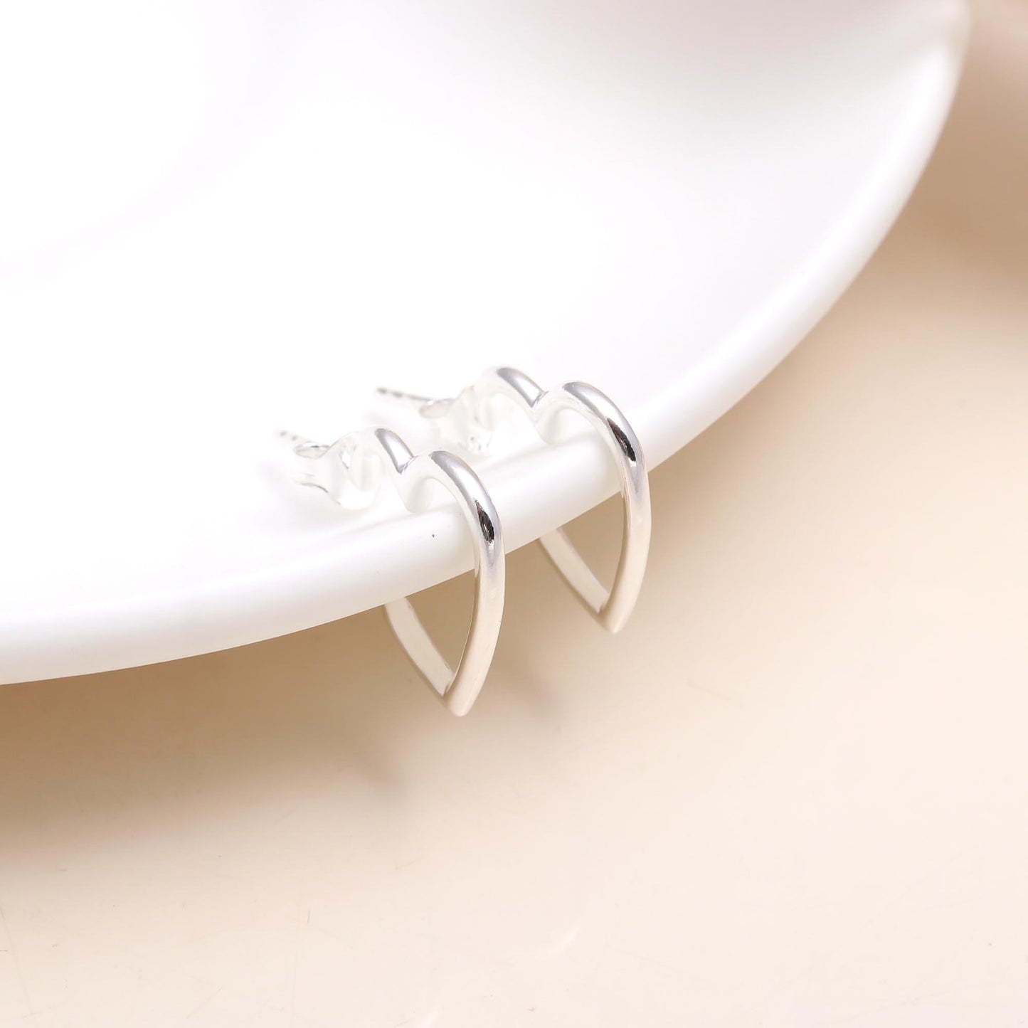 92.5 Silver Half Heart Earrings