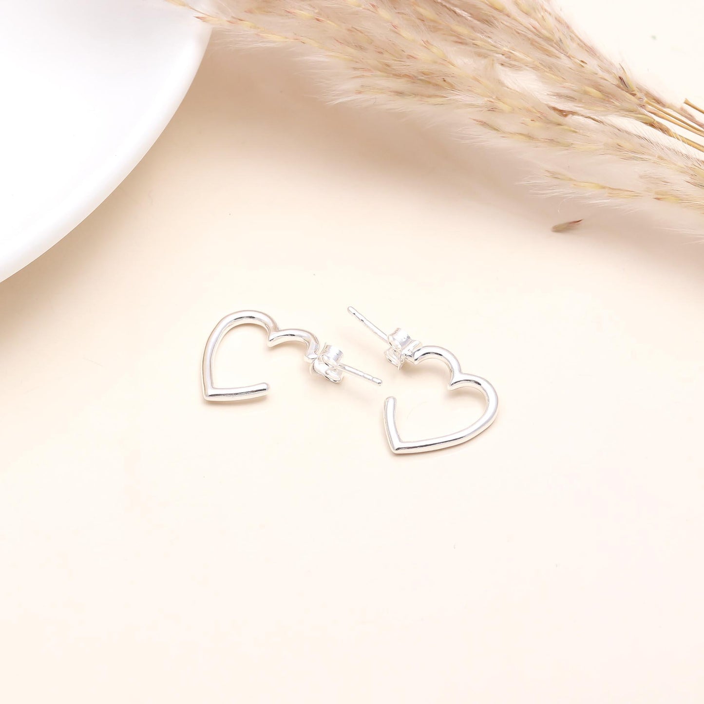 92.5 Silver Half Heart Earrings