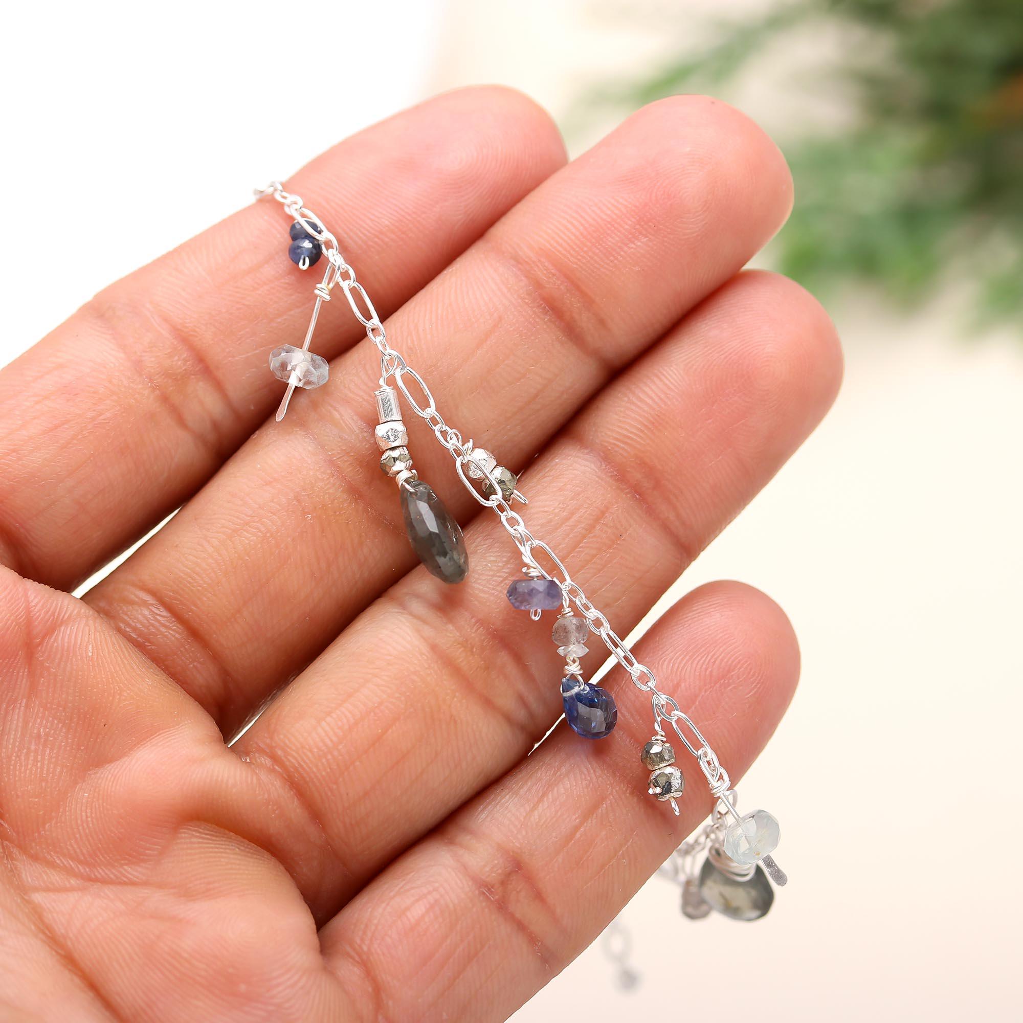 92.5 Silver Stones Charms Bracelet
