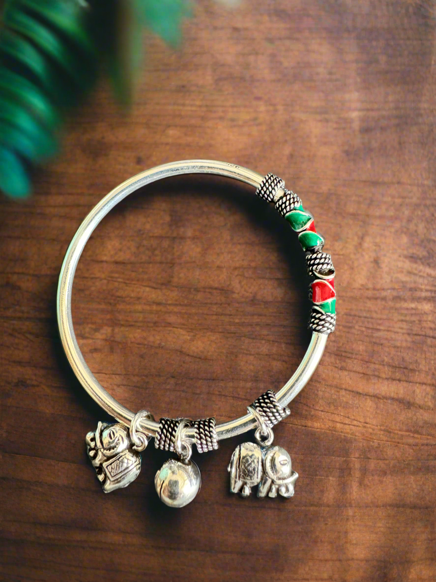 92.5 Silver Bracelet With Elephant Charms for Kids