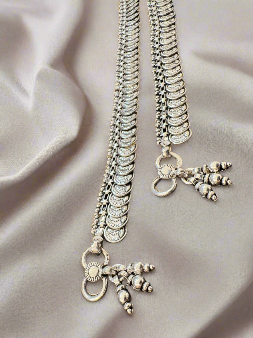 92.5 Silver Coins Anklets - Pair