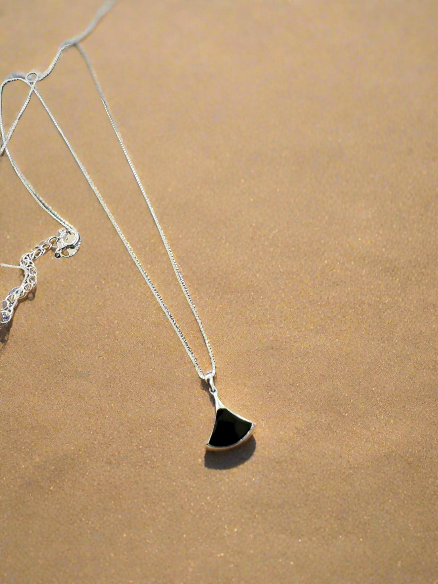 92.5 Silver Black Pendant Minimalistic Necklace