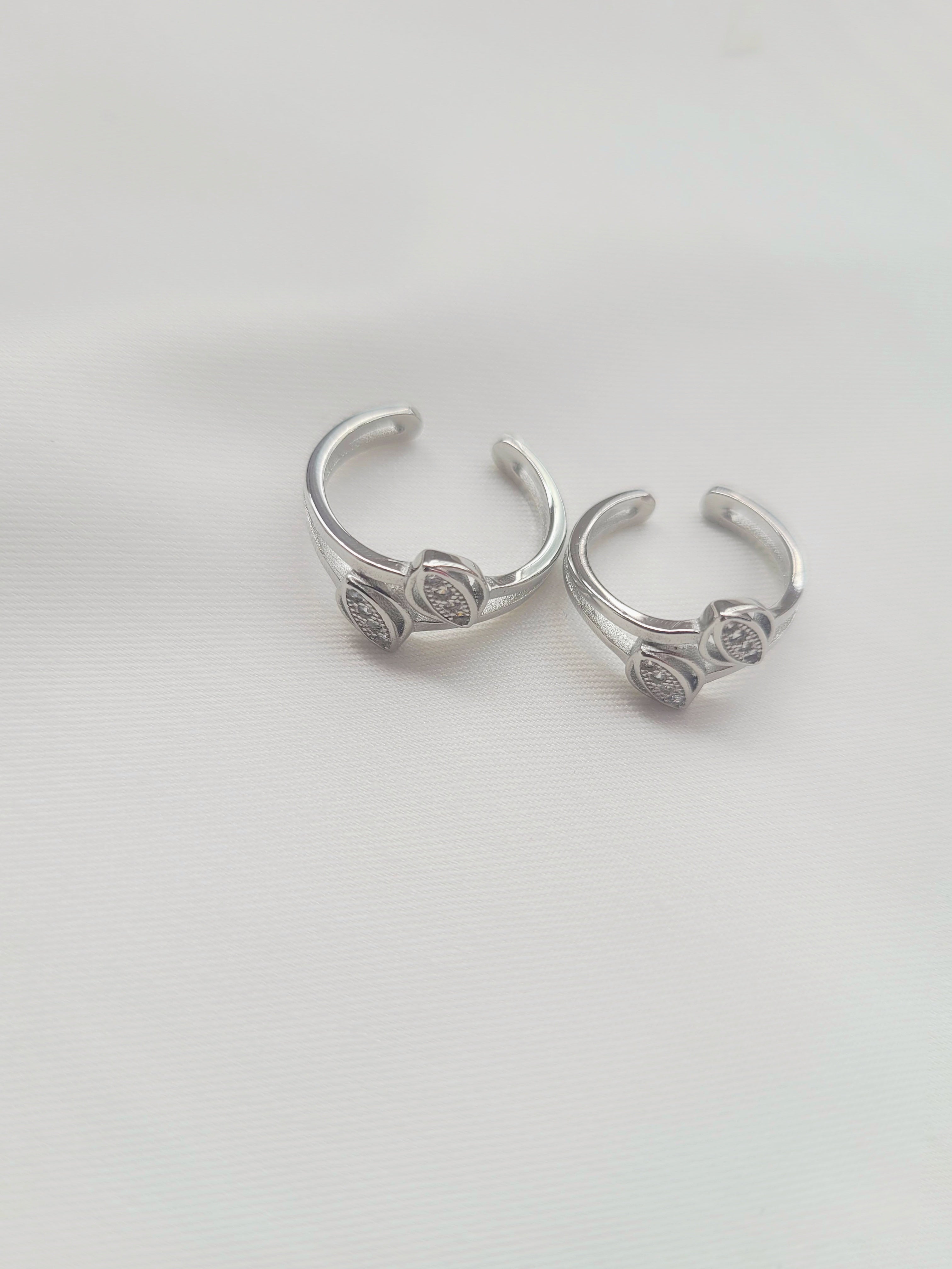 Leaf Harmony 92.5 Silver Toe Rings - Pair