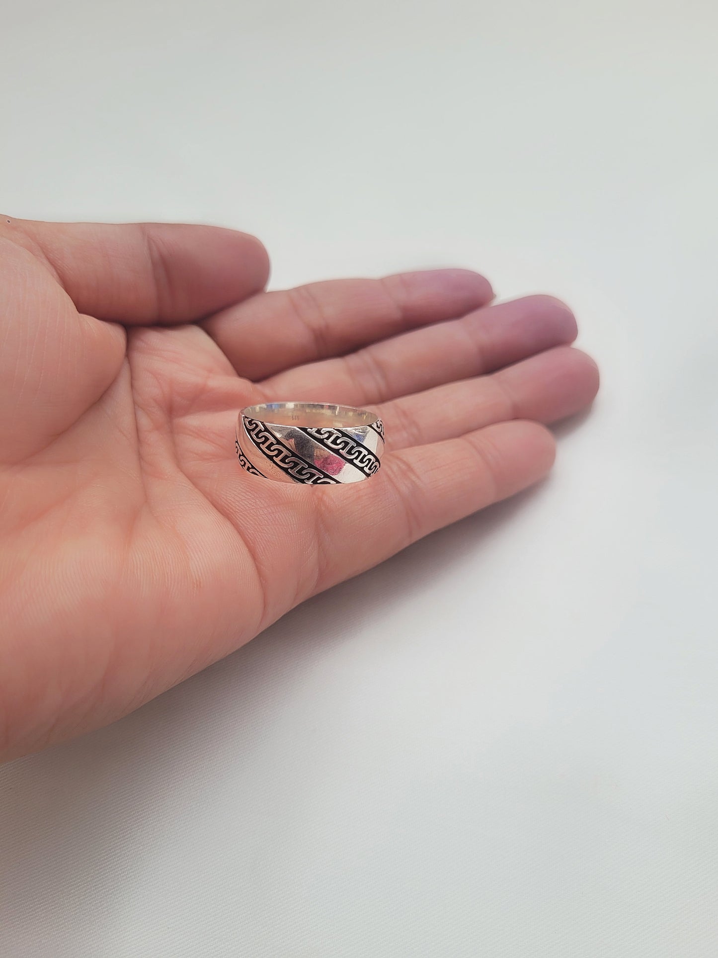 Greek Maze Band 92.5 Silver Handcrafted Men’s Ring