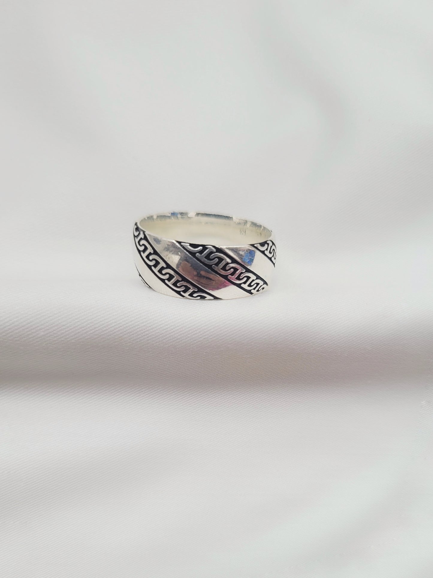 Greek Maze Band 92.5 Silver Handcrafted Men’s Ring