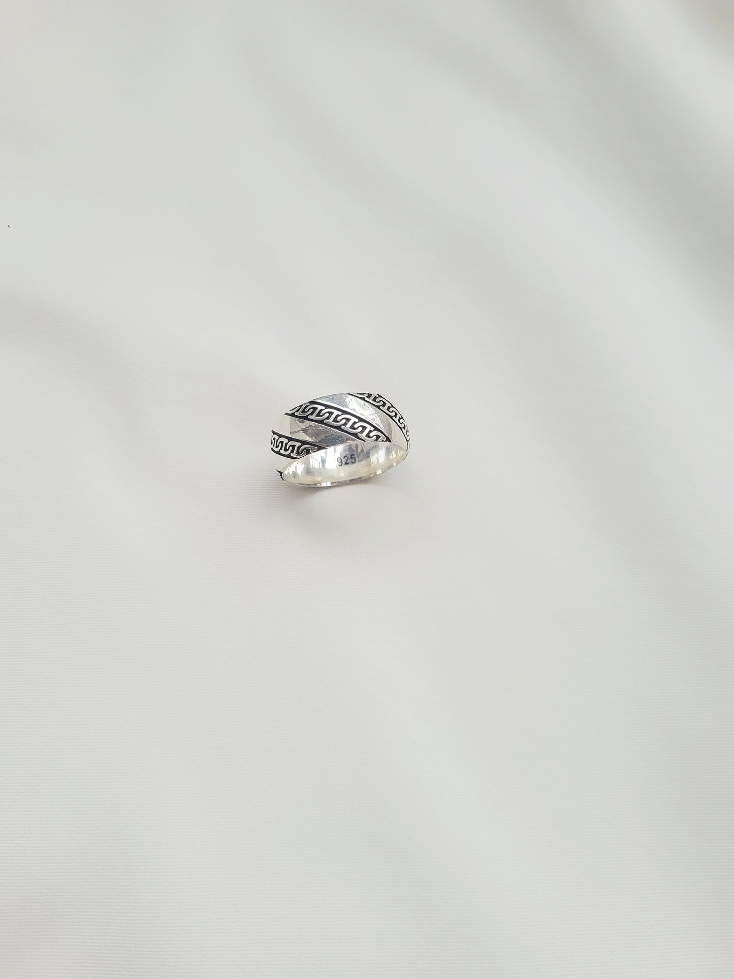 Greek Maze Band 92.5 Silver Handcrafted Men’s Ring