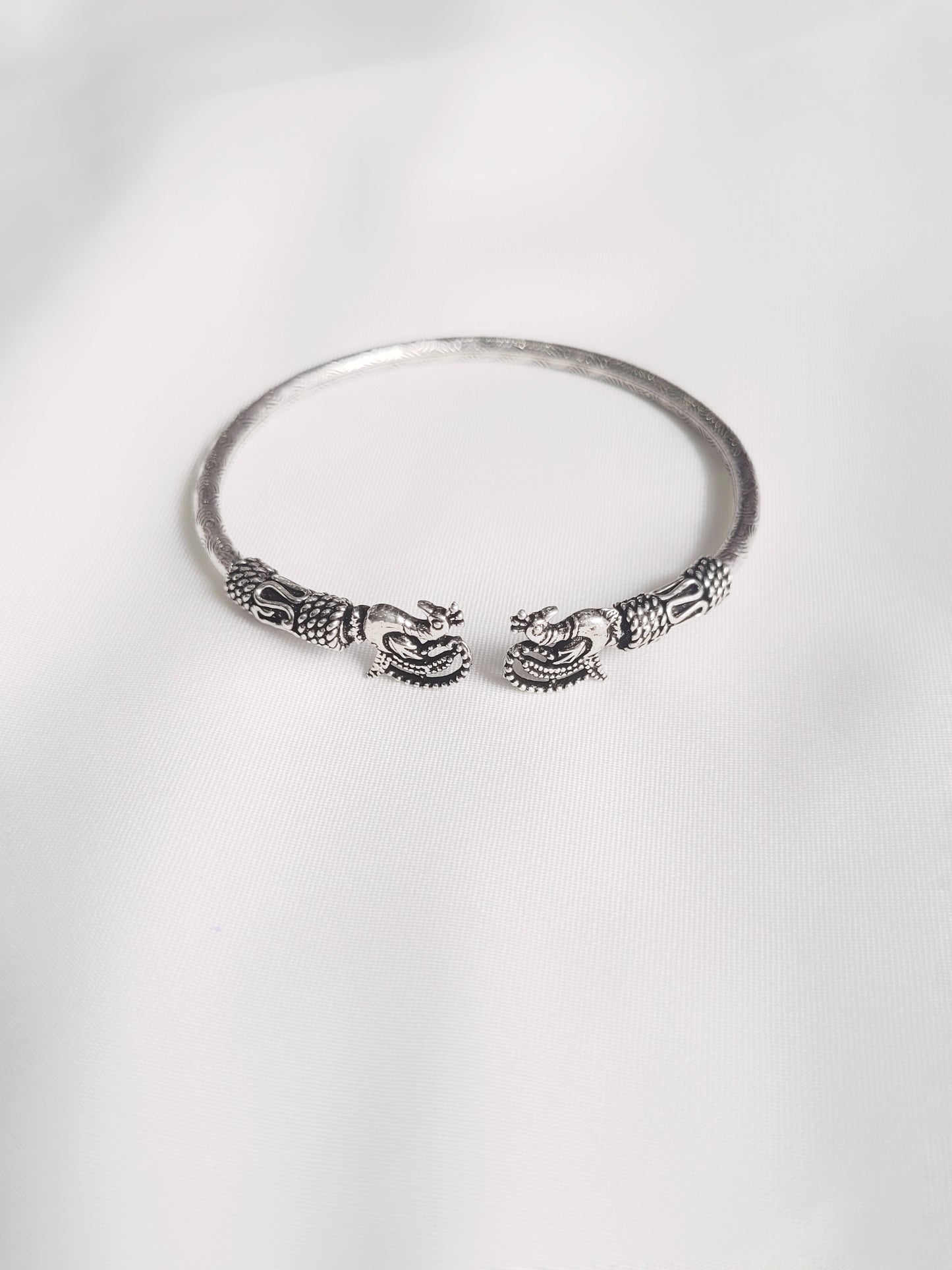 Antique 92.5 Silver Peacock Bracelet - Handcrafted
