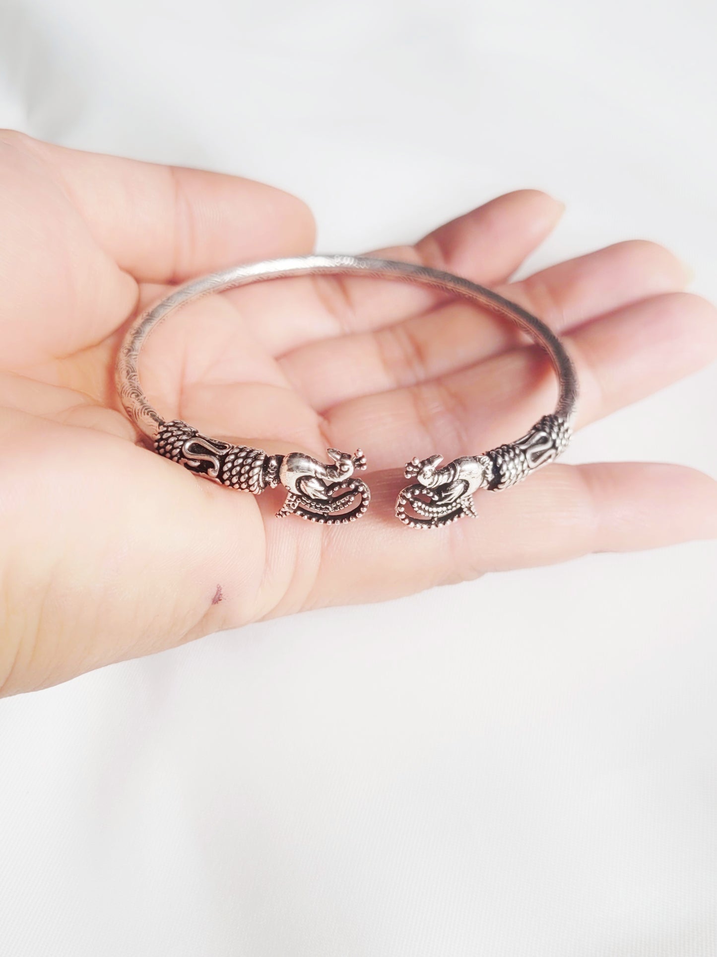 Antique 92.5 Silver Peacock Bracelet - Handcrafted