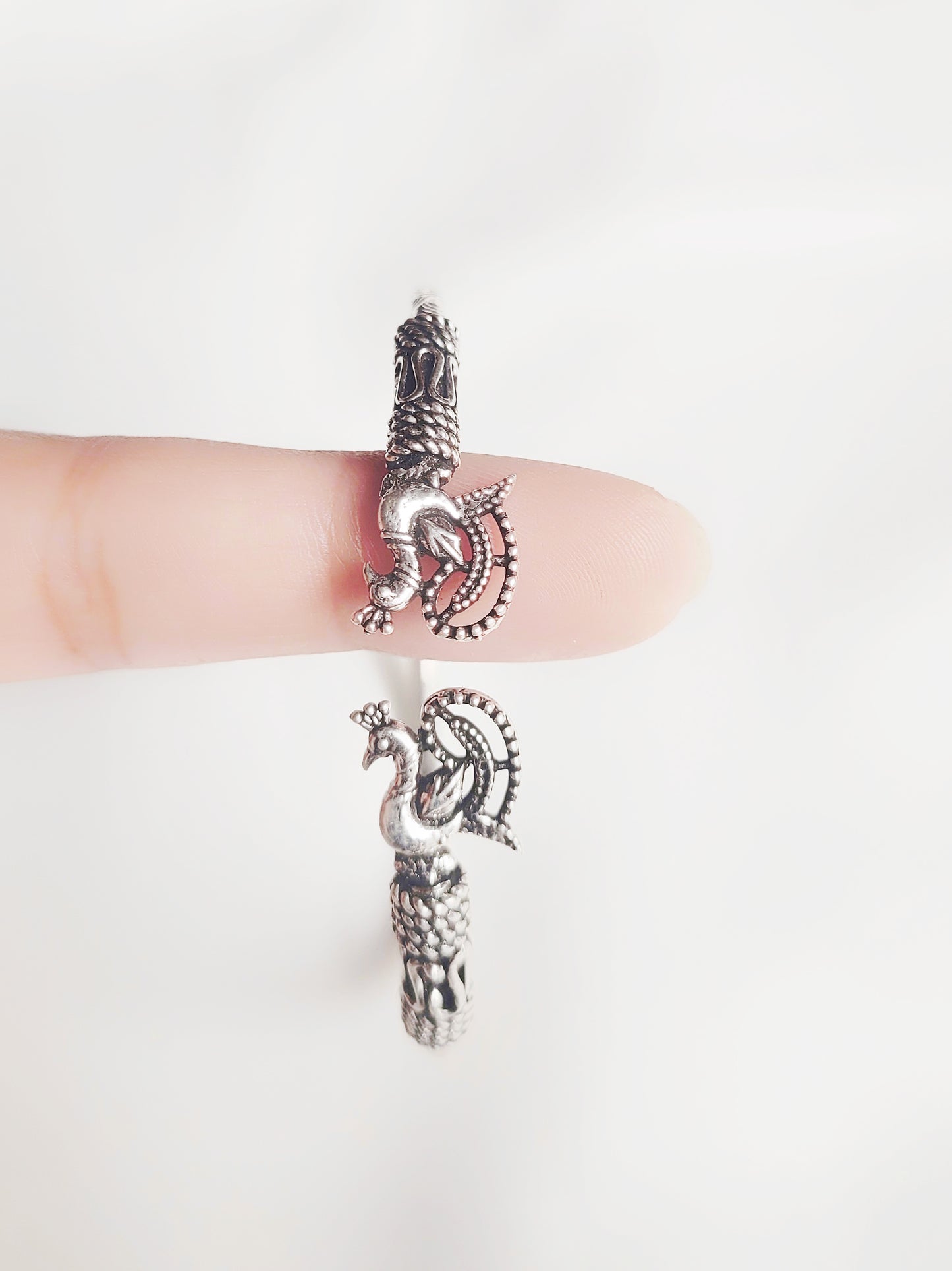Antique 92.5 Silver Peacock Bracelet - Handcrafted