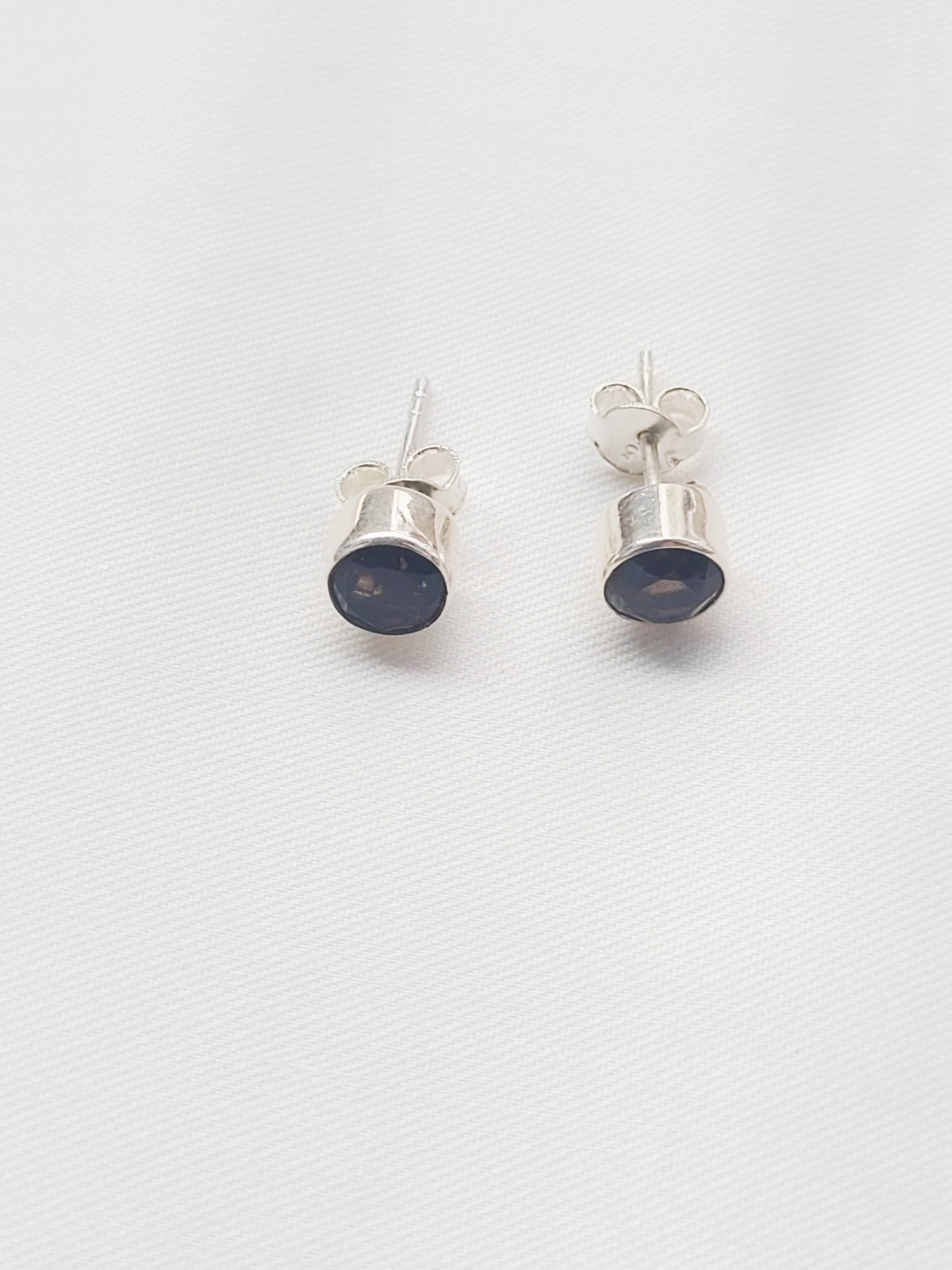 Smokey Small Studs 92.5 Silver Earrings - Handcrafted