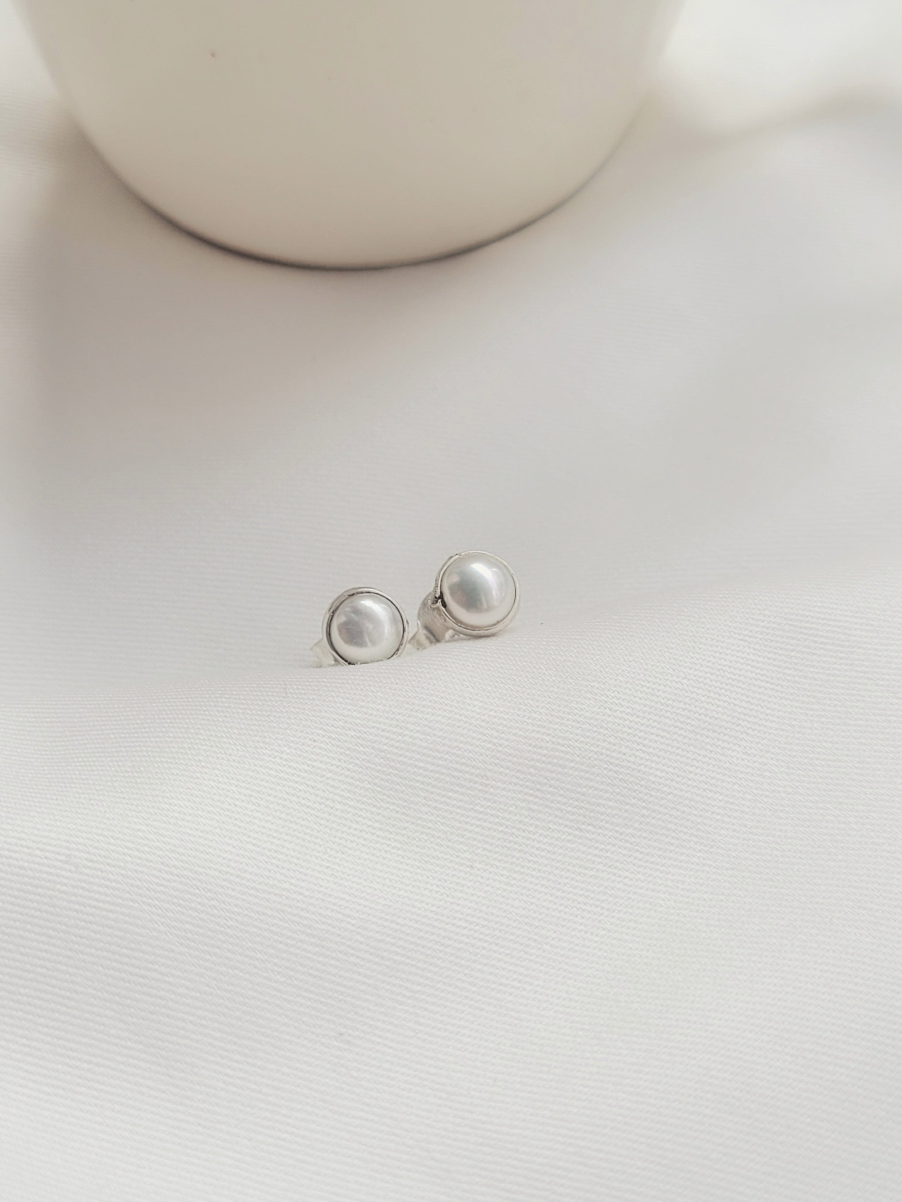 Baby Pearl Studs 92.5 Silver Earrings - Handcrafted