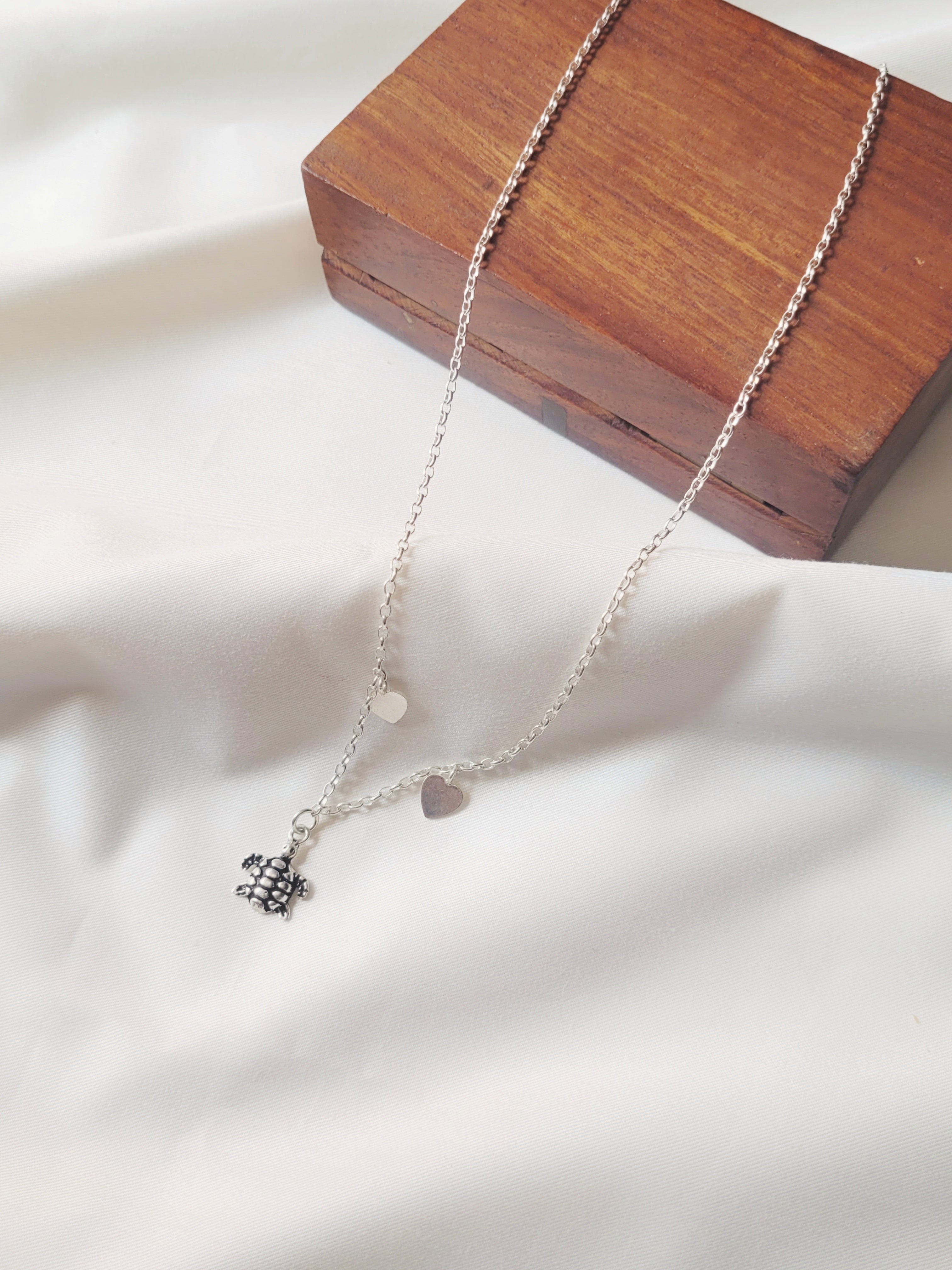 Sagarika – Turtle Pendant Chain 92.5 Silver Statement Necklace