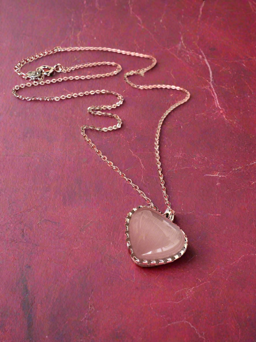 92.5 Silver Pink Heart Pendant Minimalistic Necklace
