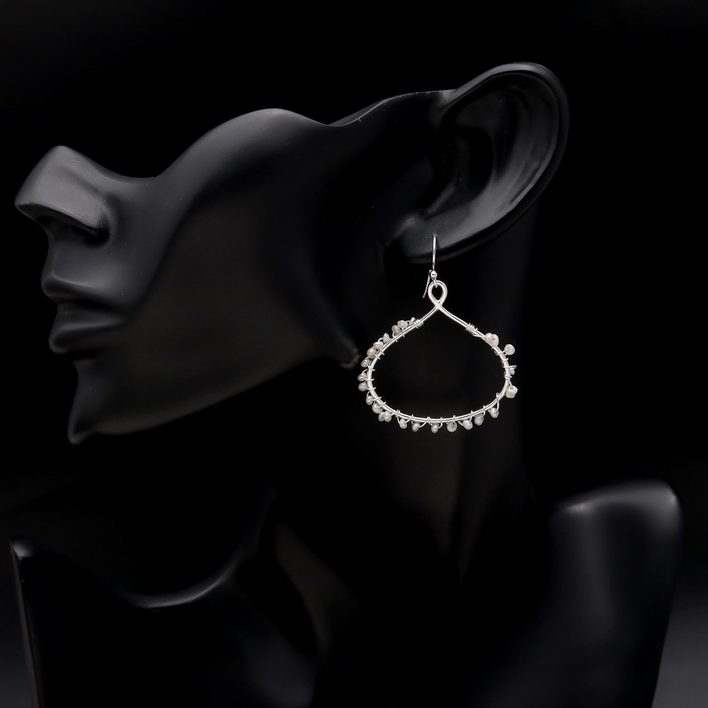 92.5 Silver Pearl Beaded Earrings