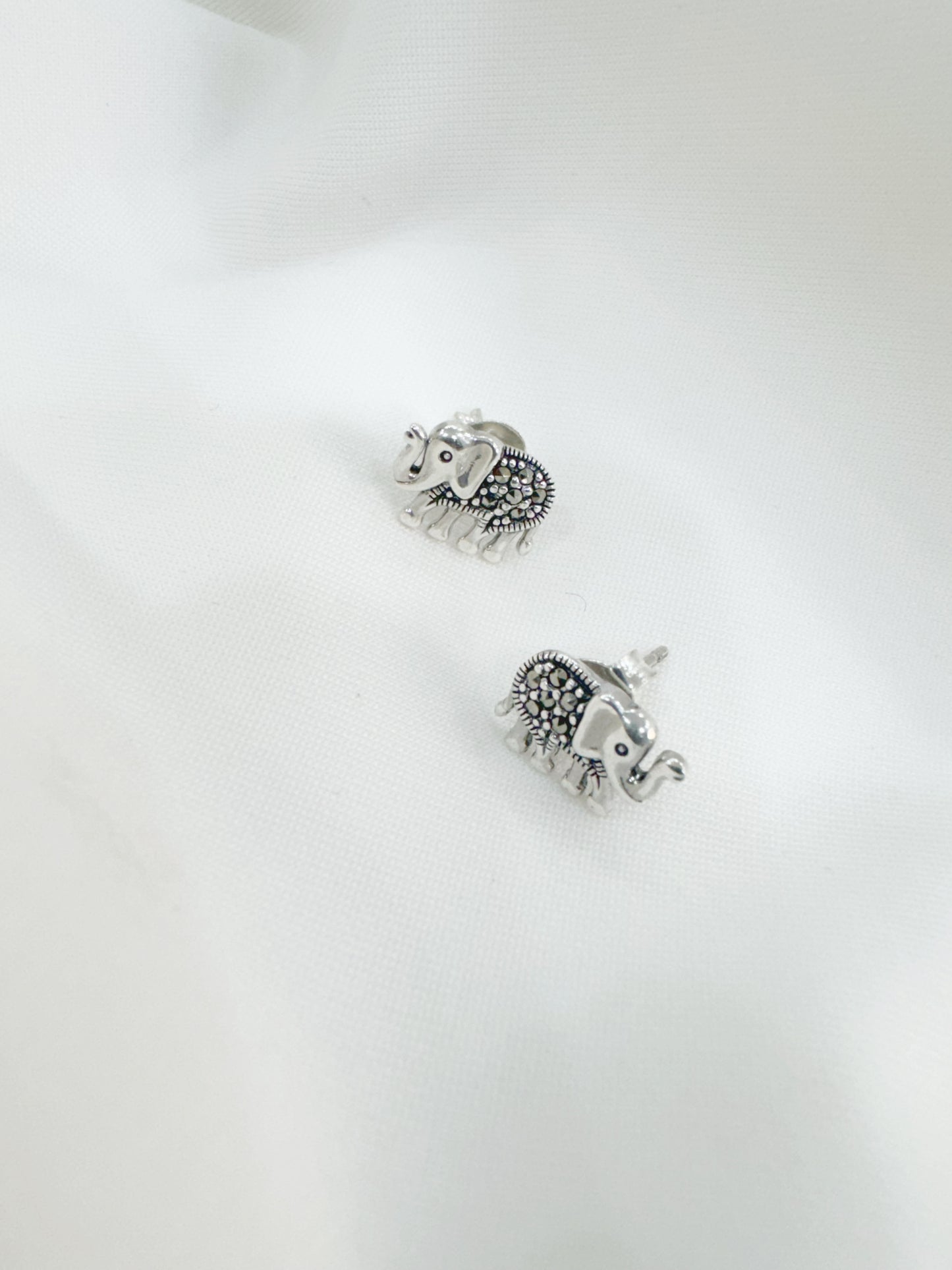 Baby Hathi 92.5 Silver Marcasite Stud Earrings