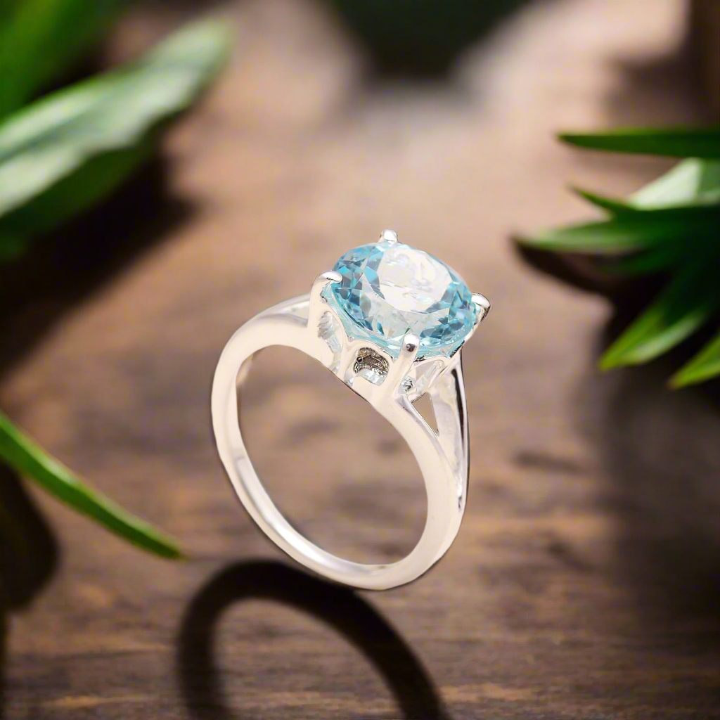 92.5 Silver Blue Stone Ring