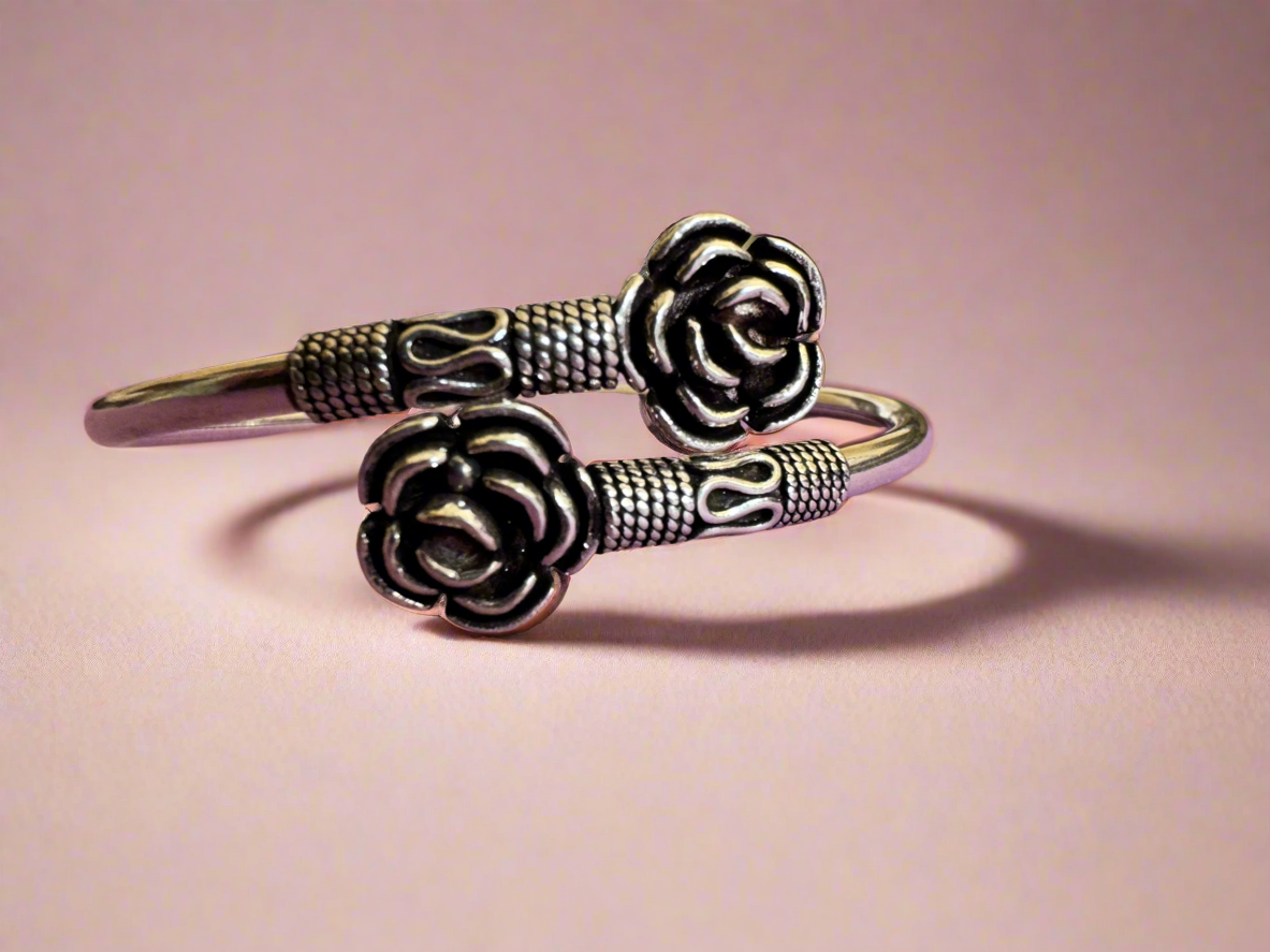 Antique 92.5 Silver Rose Bracelet