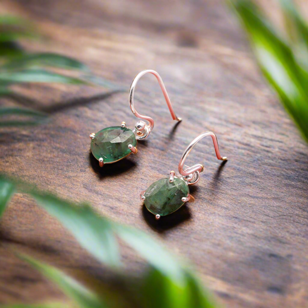 92.5 Silver Emerald Drop Earrings