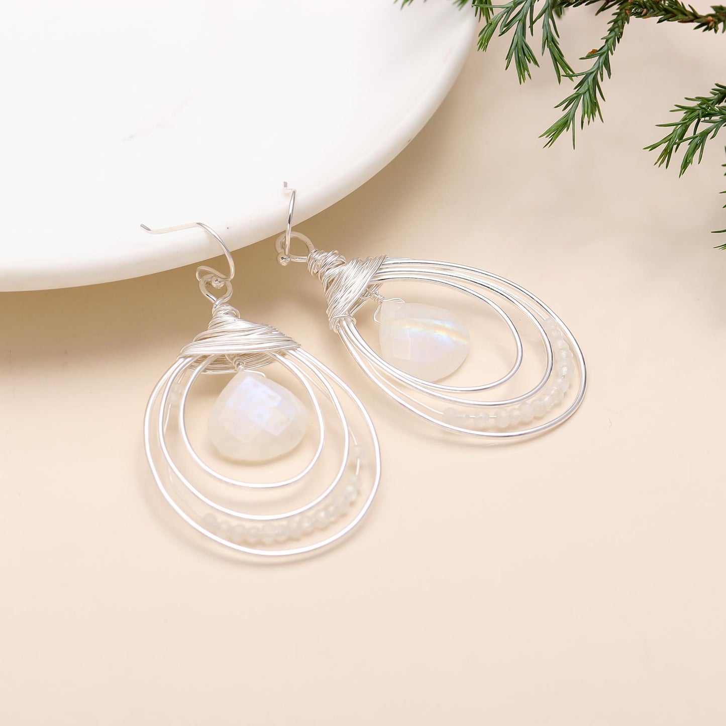 Silver Hanging Hoops Earrings 92.5 Silver