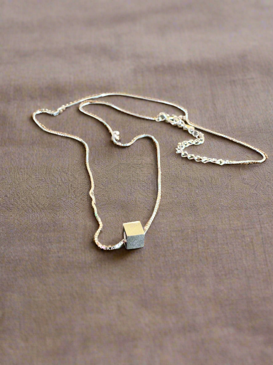 92.5 Silver Cube Pendant Minimalistic Necklace