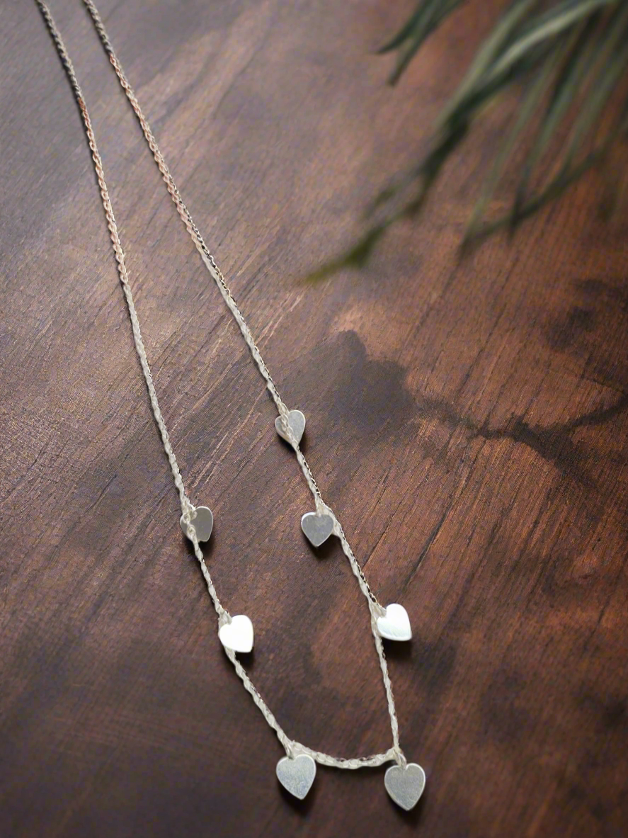 Sagarika – Heart Link Charm Necklace 92.5 Silver