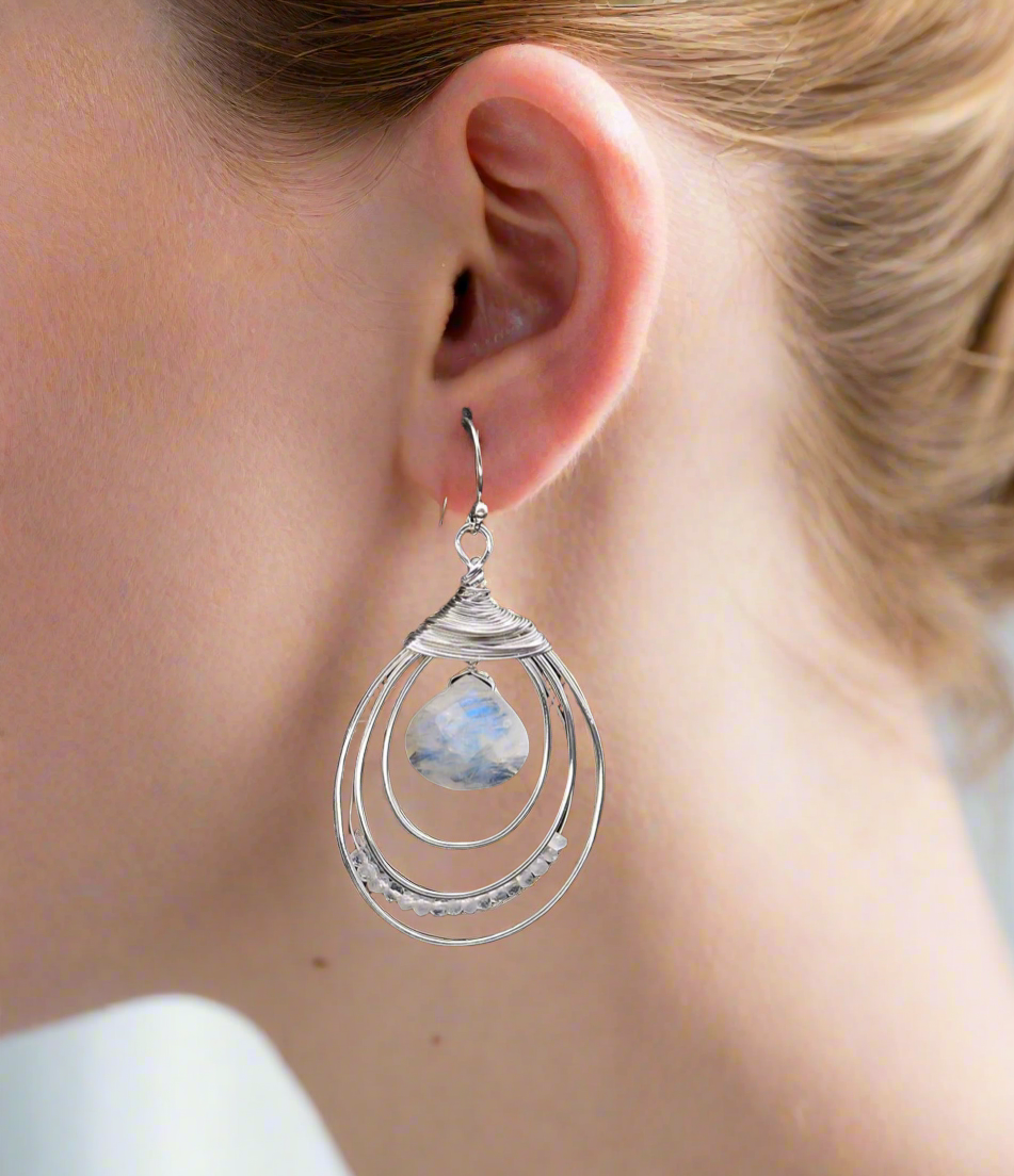 Silver Hanging Hoops Earrings 92.5 Silver