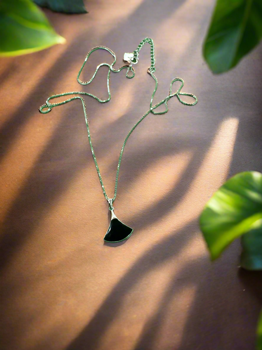 92.5 Silver Black Pendant Minimalistic Necklace