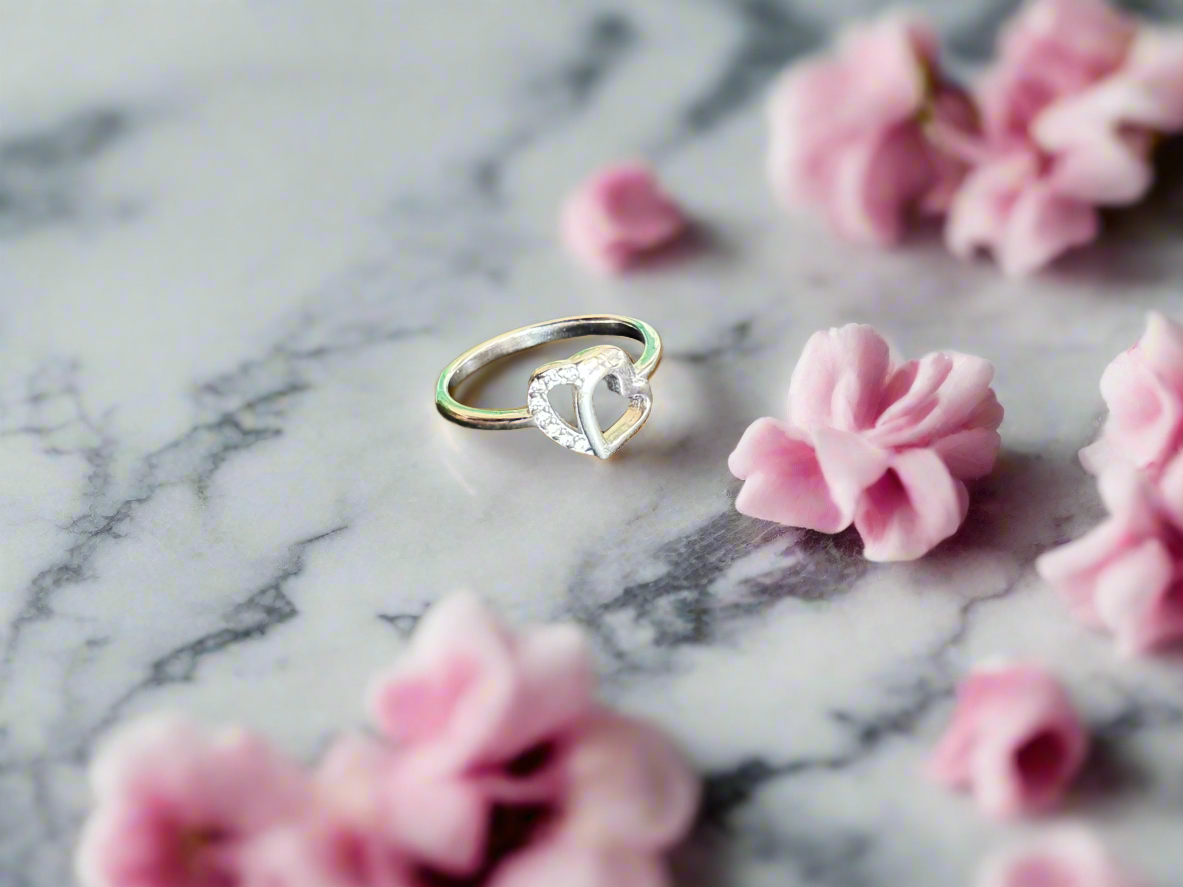 92.5 Silver Double Hearts Minimalistic Ring