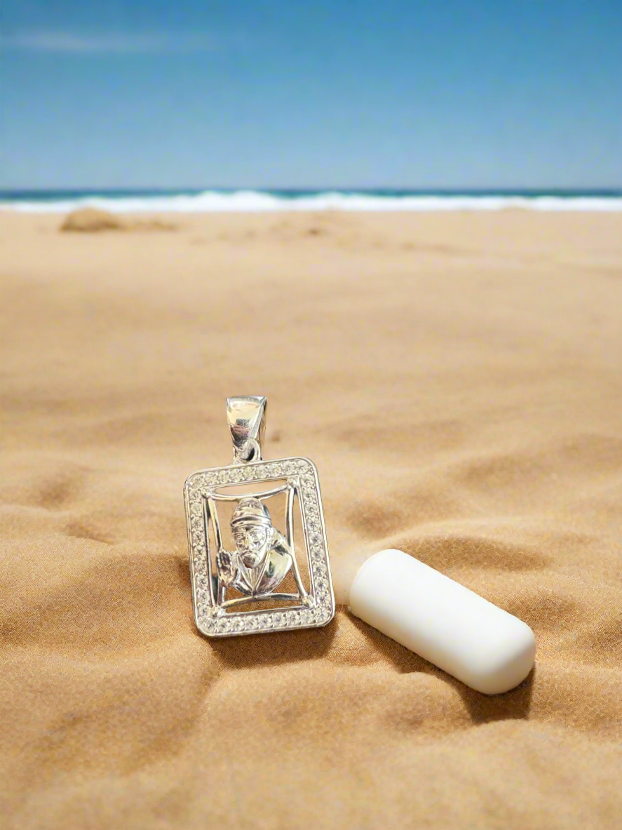 92.5 Silver Unisex Sai Baba Pendant (Without Chain)