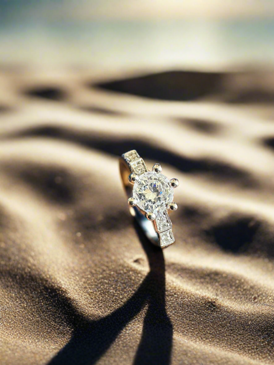 92.5 Silver Ring with Round Stones (Adjustable Size)