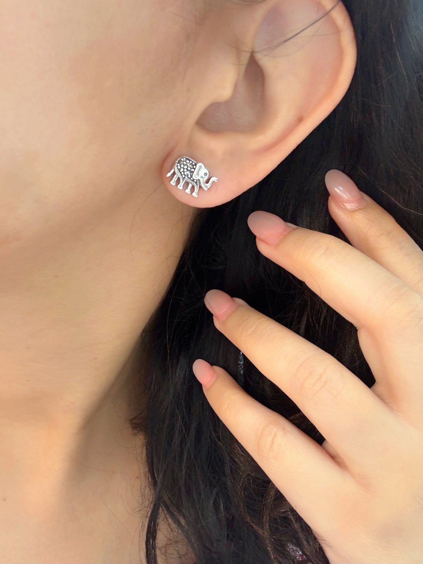 Baby Hathi 92.5 Silver Marcasite Stud Earrings