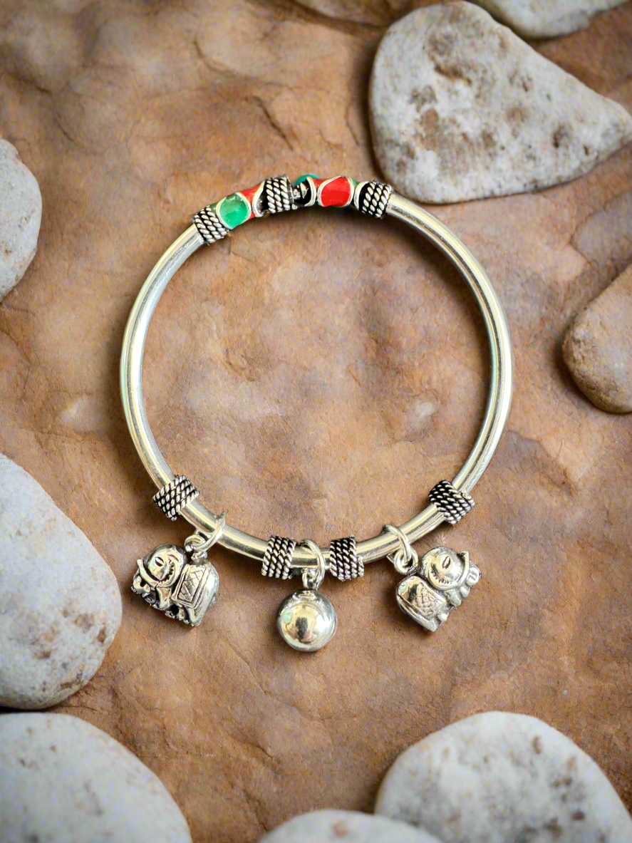 92.5 Silver Bracelet With Elephant Charms for Kids