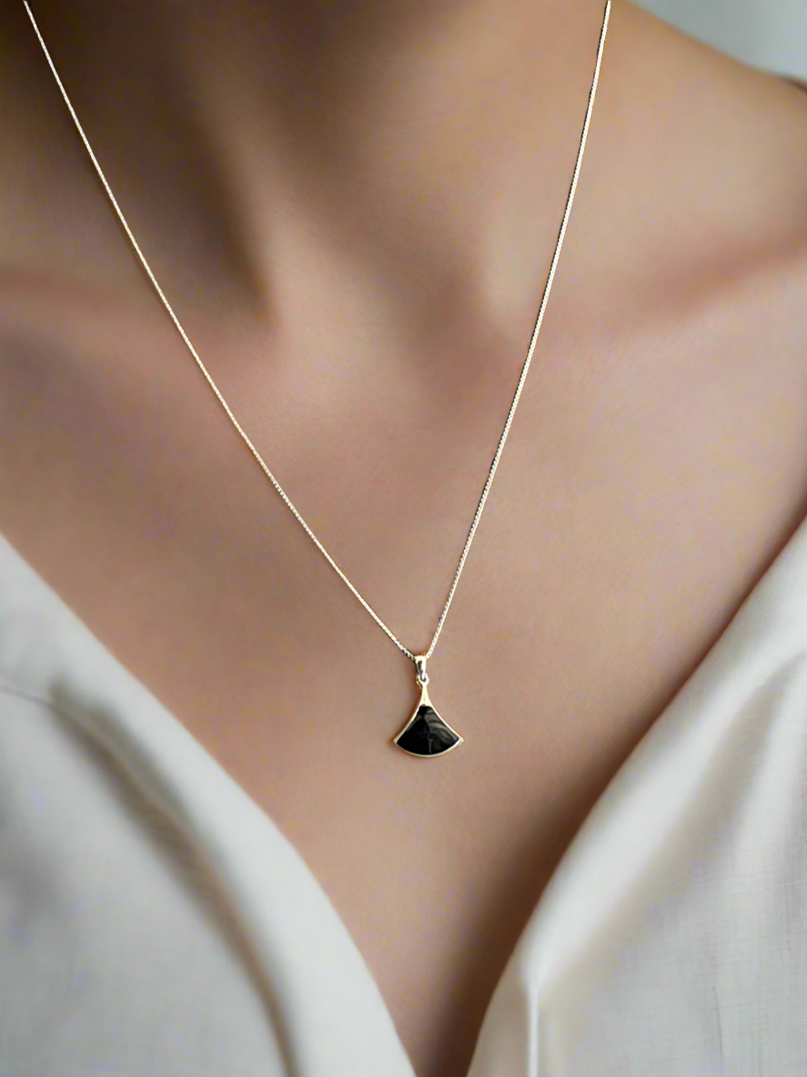 92.5 Silver Black Pendant Minimalistic Necklace