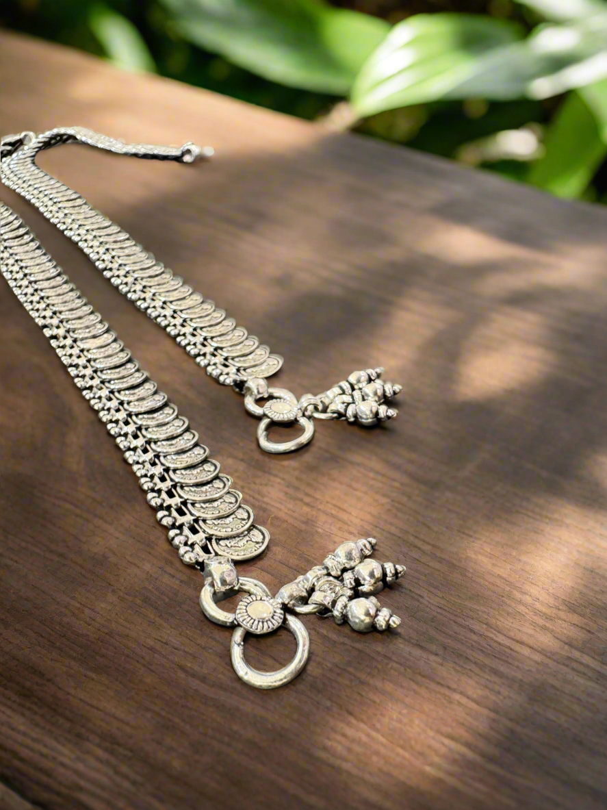 92.5 Silver Coins Anklets - Pair
