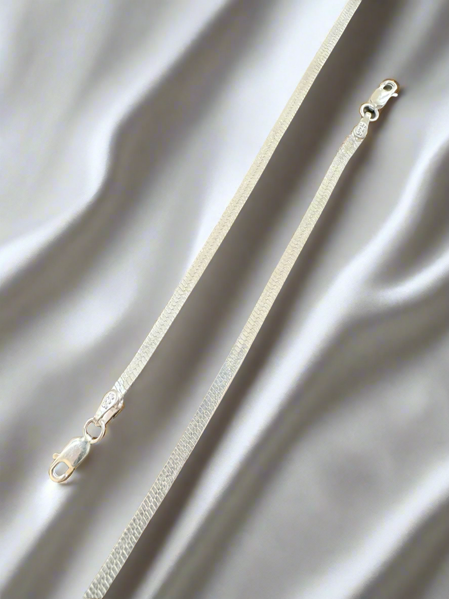 Silver Snake Chain Anklet 92.5 Silver - Pair