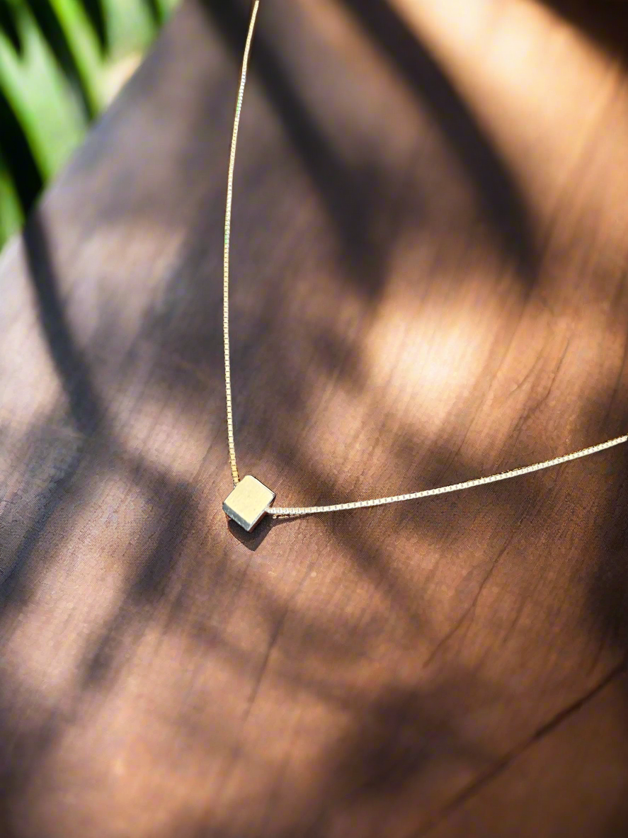 92.5 Silver Cube Pendant Minimalistic Necklace