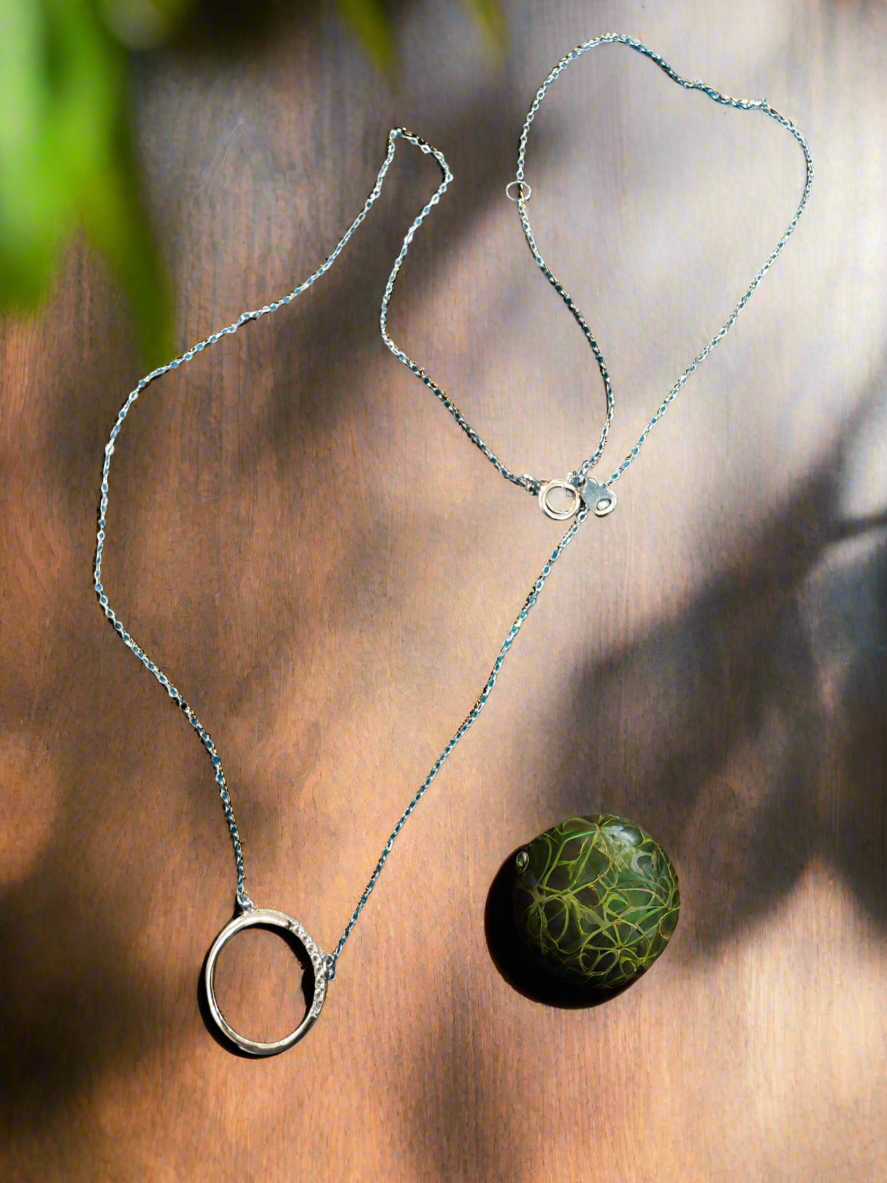 92.5 Silver Circle Pendant Minimalistic Necklace