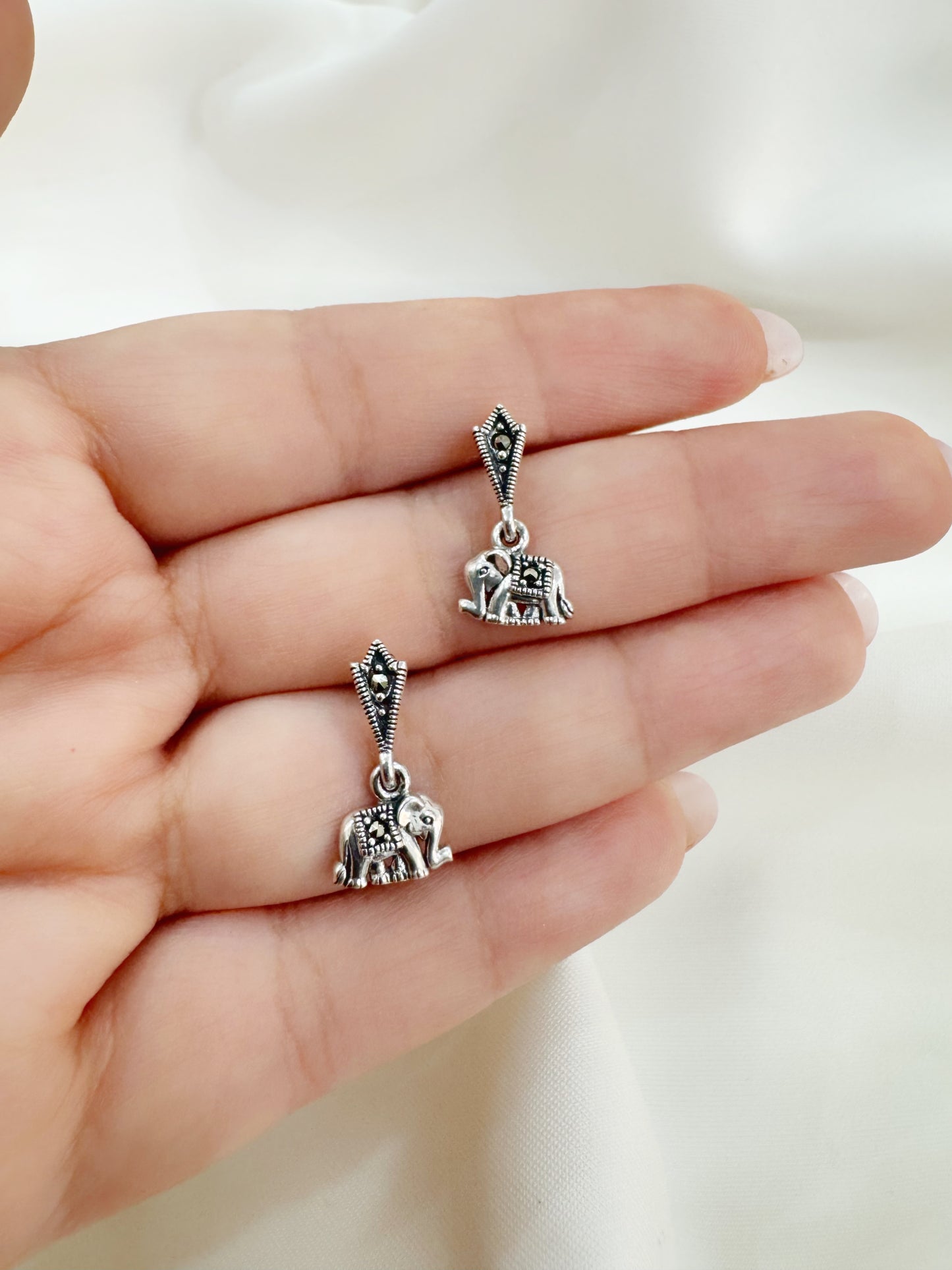 Matanga Charm 92.5 Silver Marcasite Earrings
