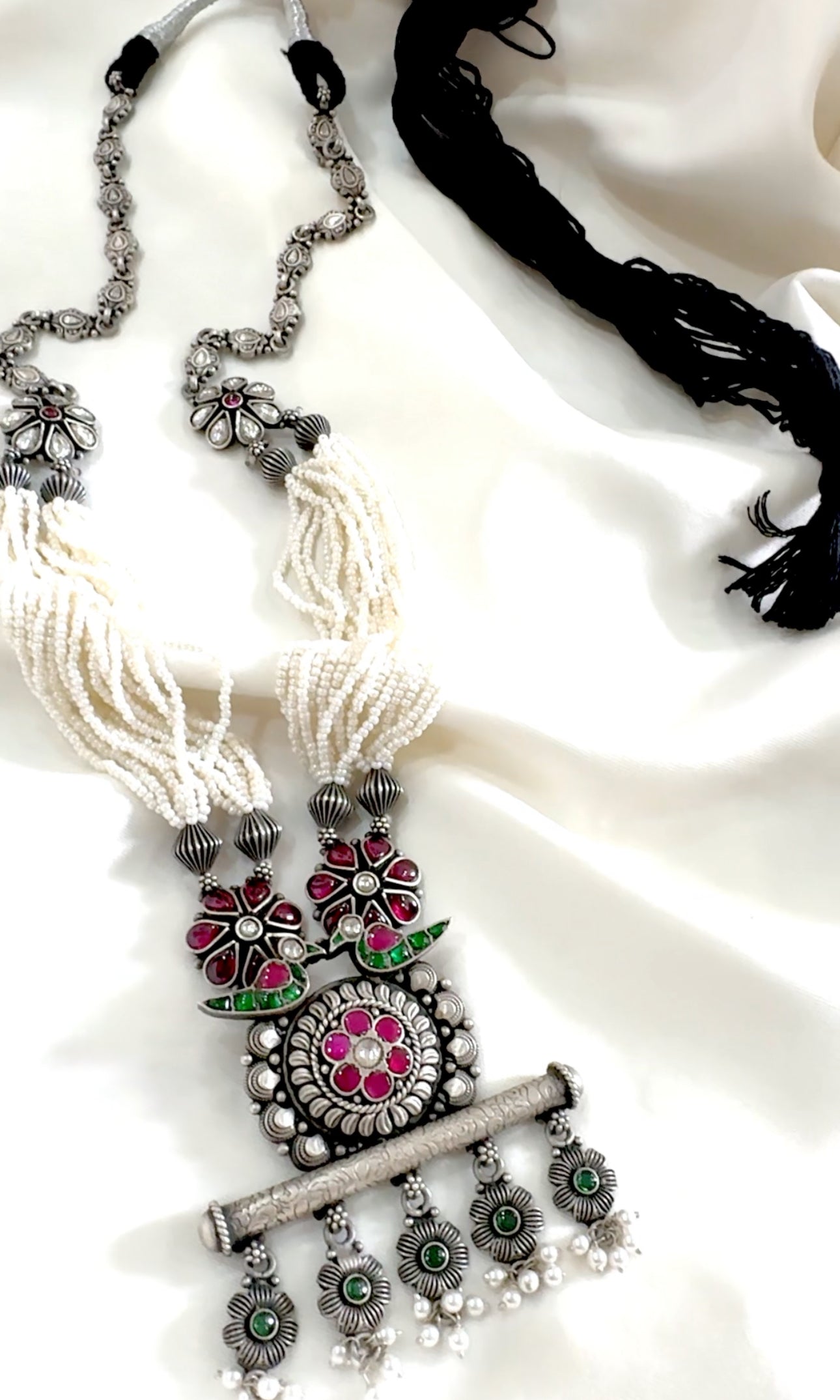 Maharani Phoolmoti Rani Haar Set – 92.5 Silver Temple Jewelry