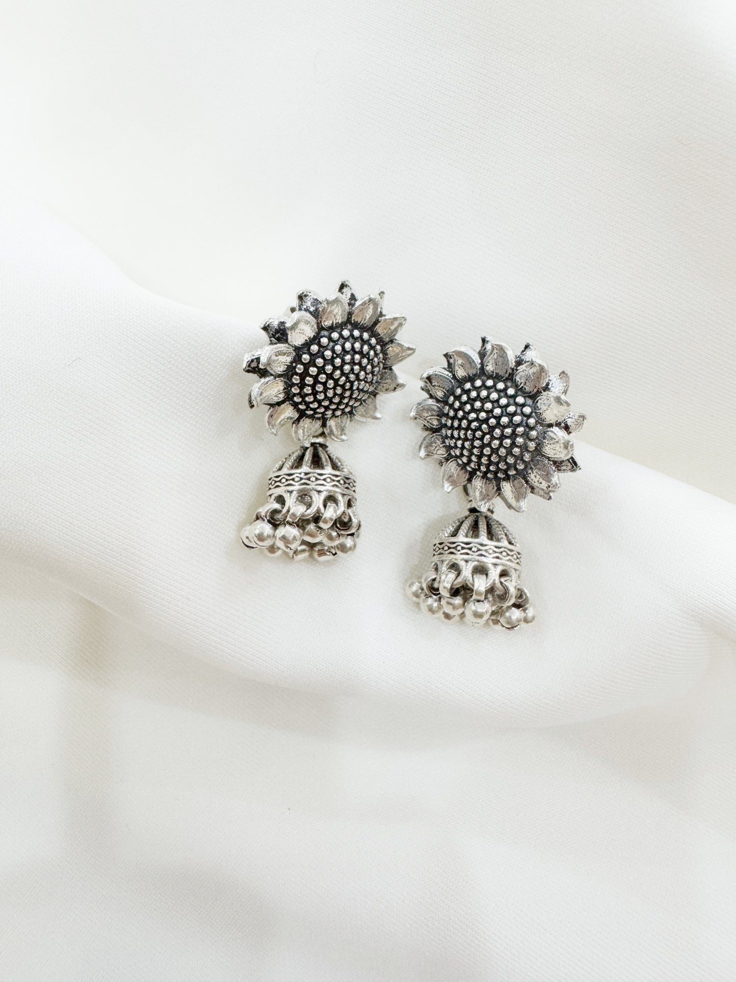 The Sunshine Jhumki 92.5 Silver Earrings - Handcrafted