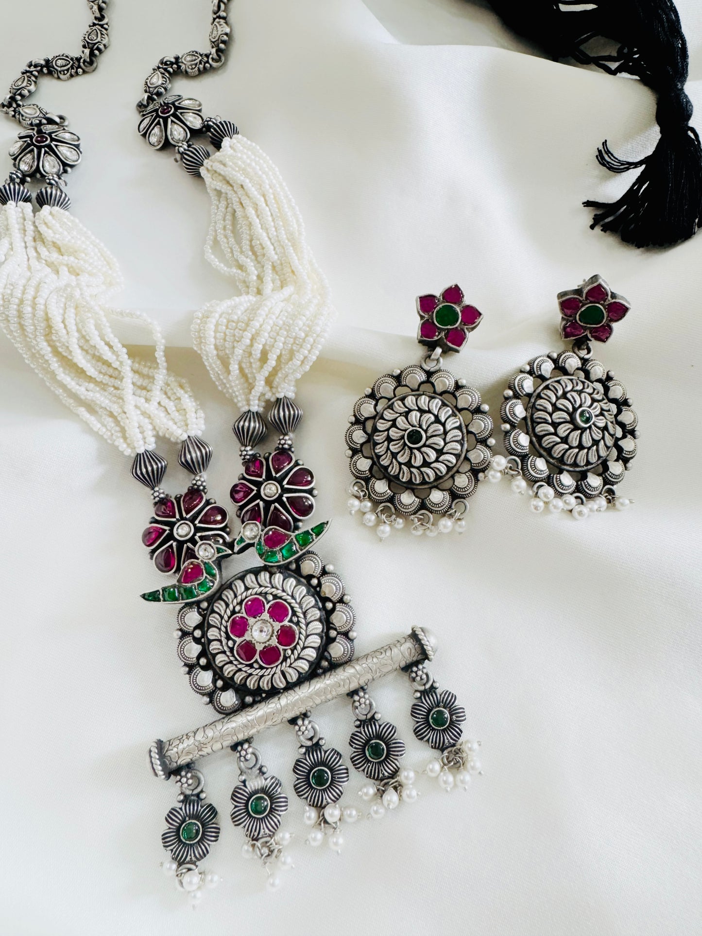 Maharani Phoolmoti Rani Haar Set – 92.5 Silver Temple Jewelry