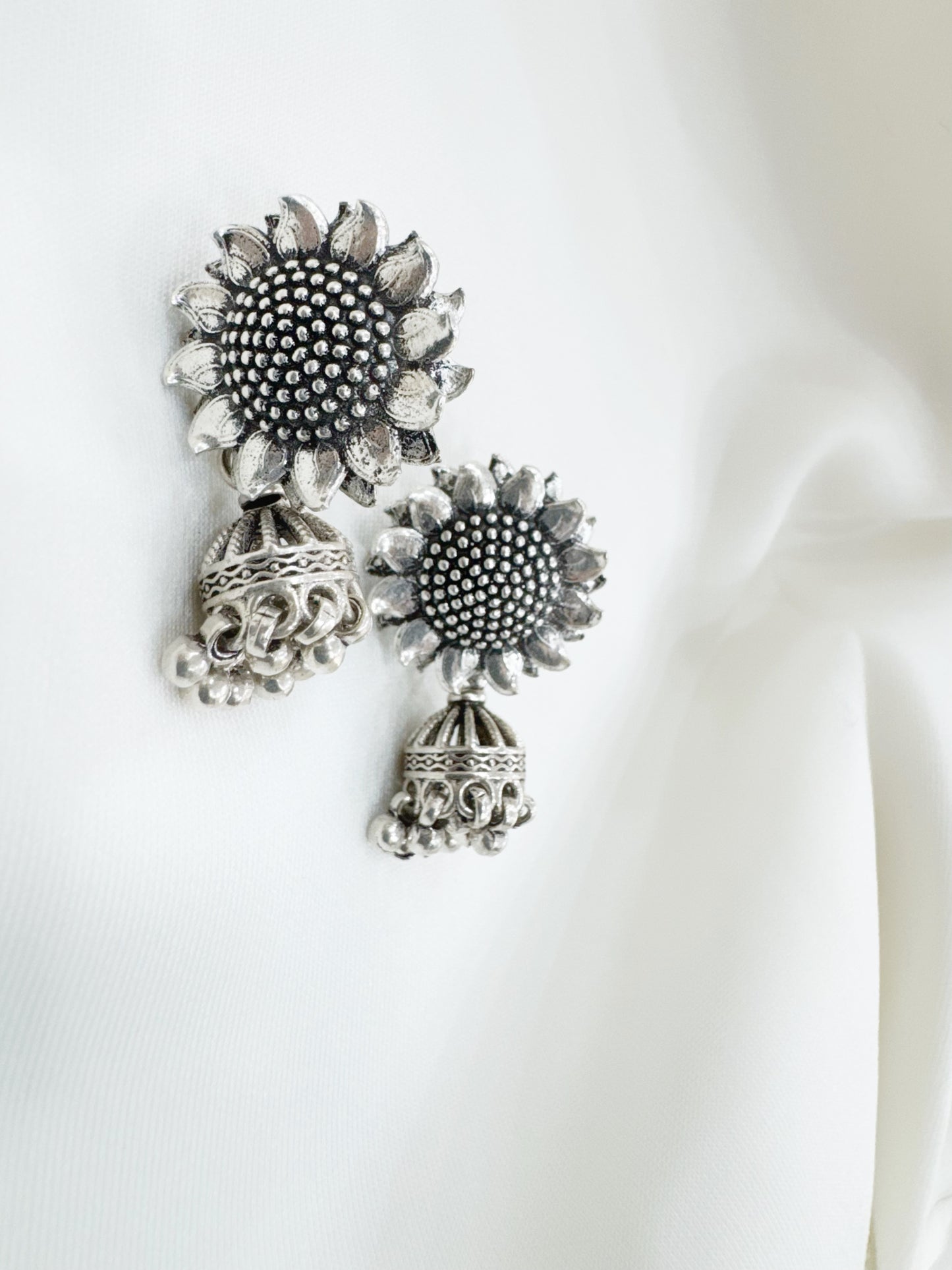 The Sunshine Jhumki 92.5 Silver Earrings - Handcrafted