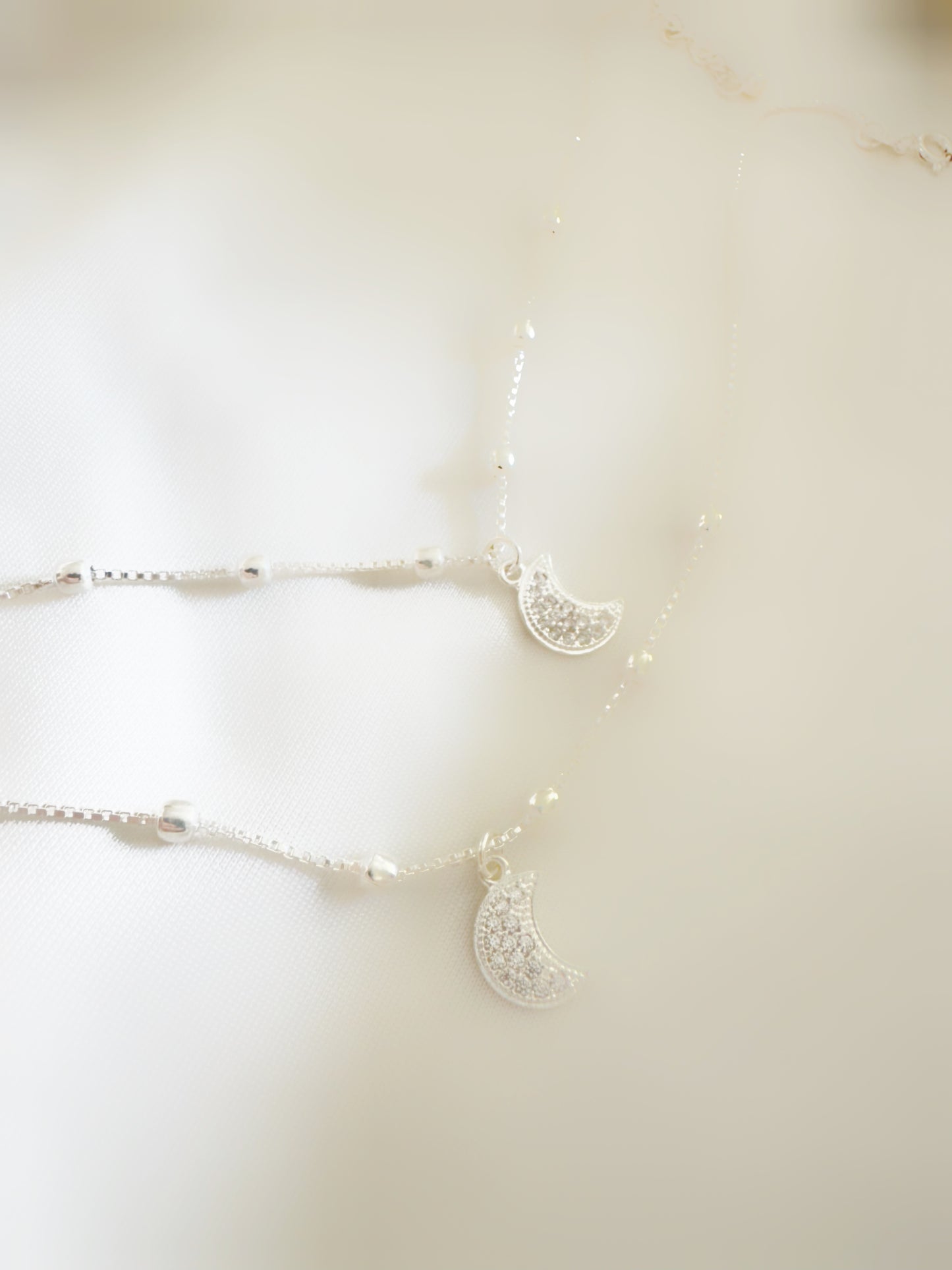 Chaand Light Weight Anklets – 92.5 Silver Moon Charm