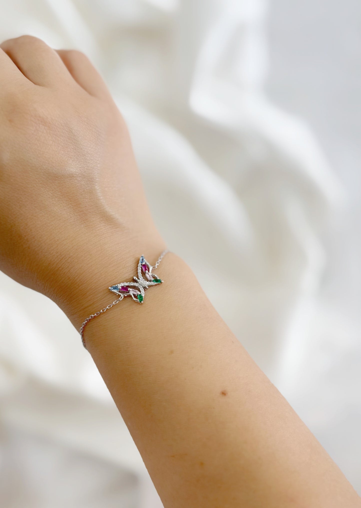 Eira Titli – 92.5 Silver Butterfly Charm Minimalistic Bracelet
