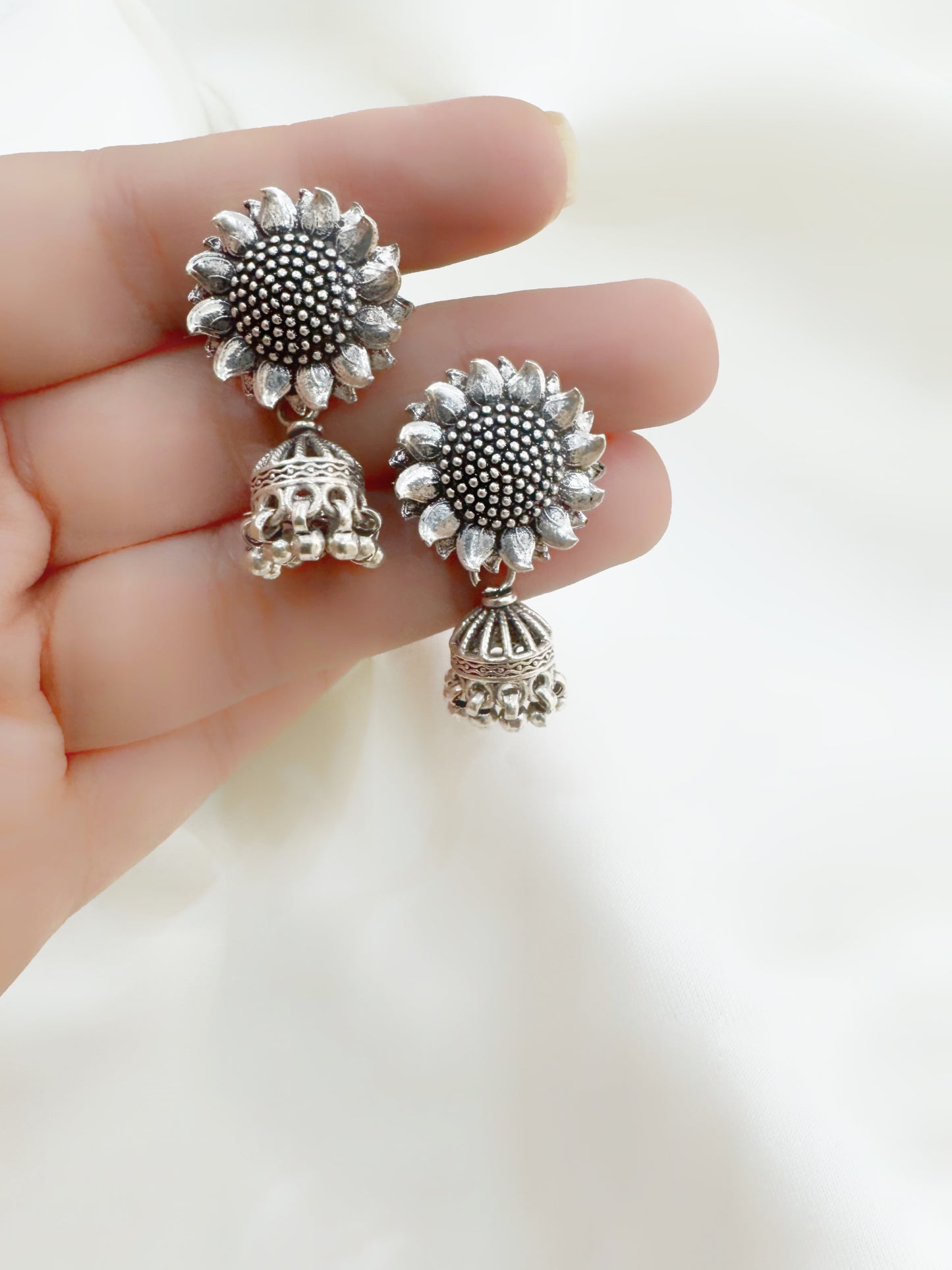 The Sunshine Jhumki 92.5 Silver Earrings - Handcrafted