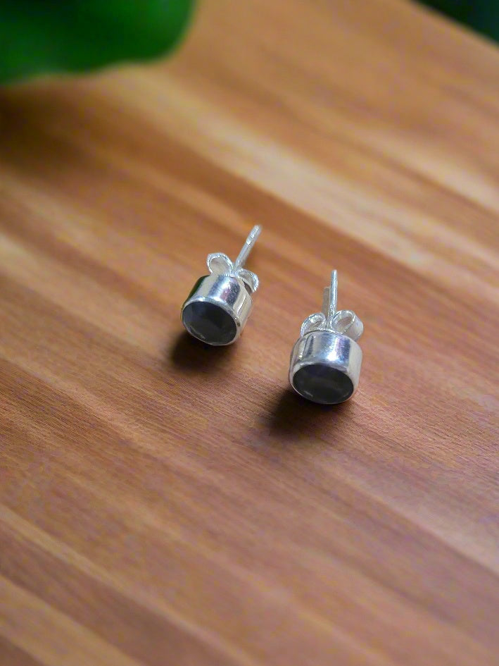 Smokey Small Studs 92.5 Silver Earrings - Handcrafted